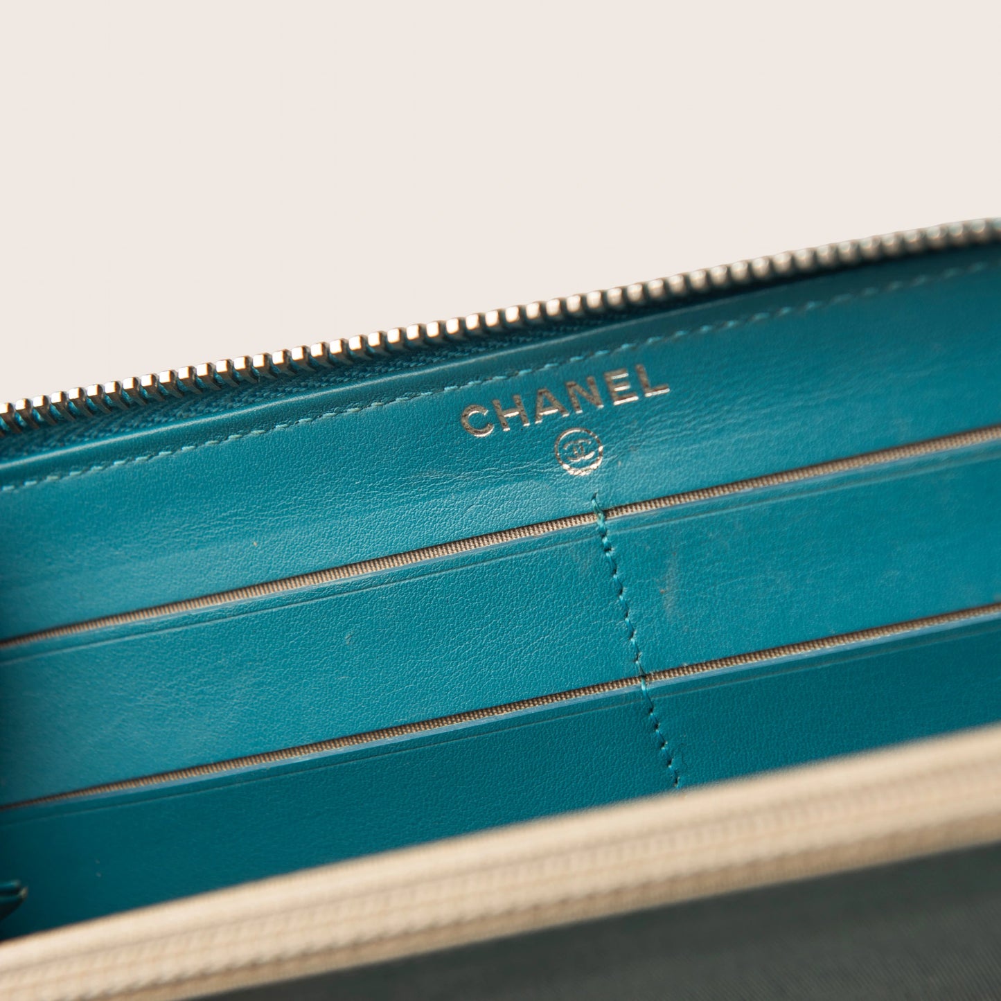 Chanel Patent Calfskin Quilted Yen Wallet in Blue