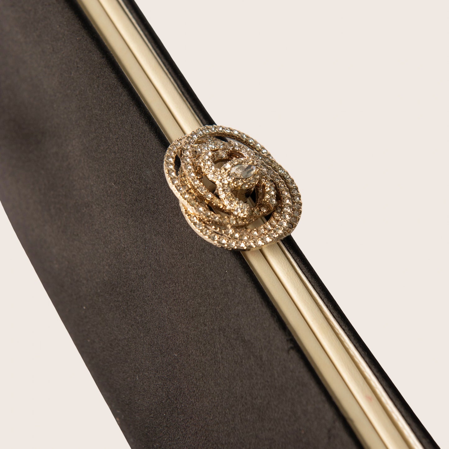 Chanel Satin Clutch with Crystal Camellia Clasp