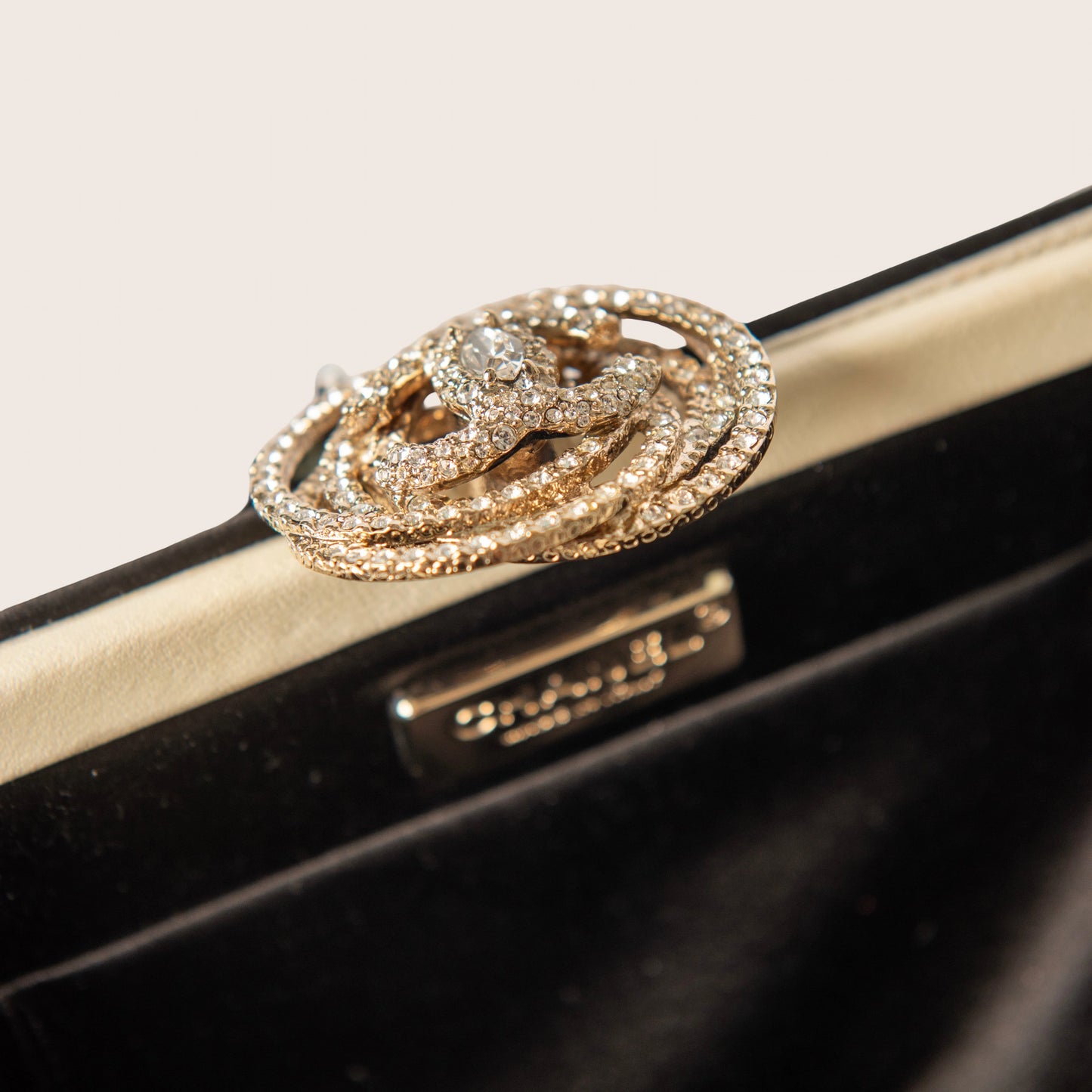Chanel Satin Clutch with Crystal Camellia Clasp