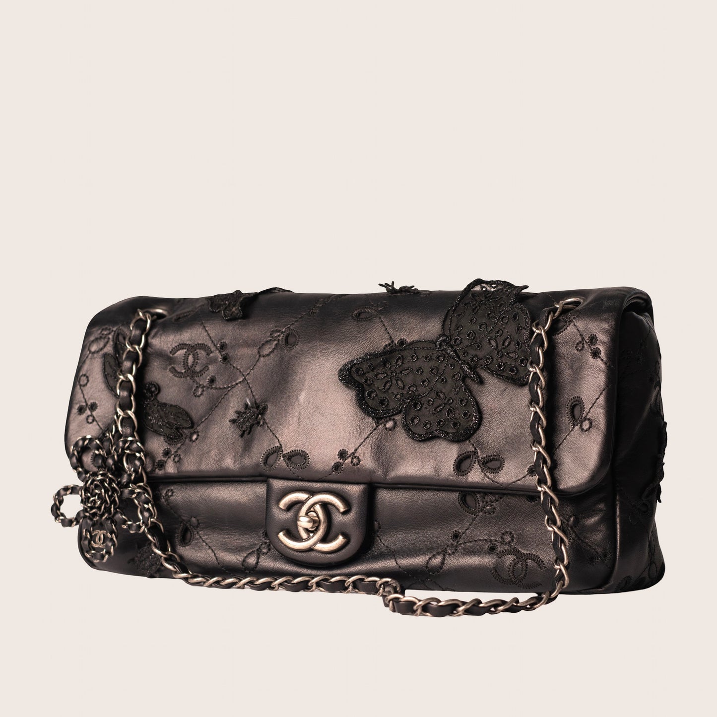 Chanel CaviarSkin Embroidered Chain Bag