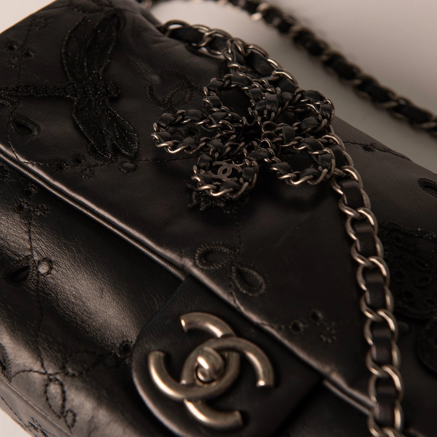 Chanel CaviarSkin Embroidered Chain Bag