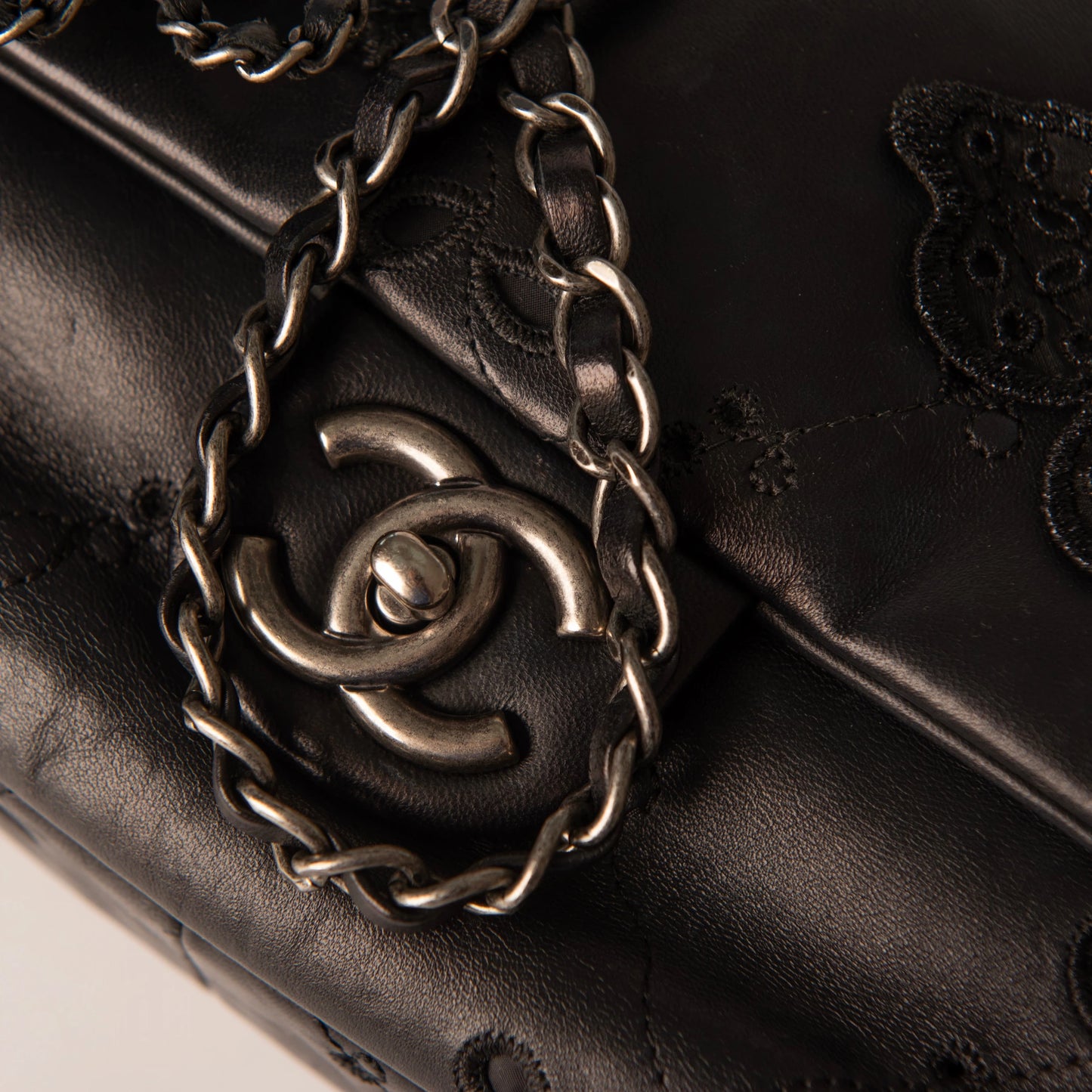 Chanel CaviarSkin Embroidered Chain Bag