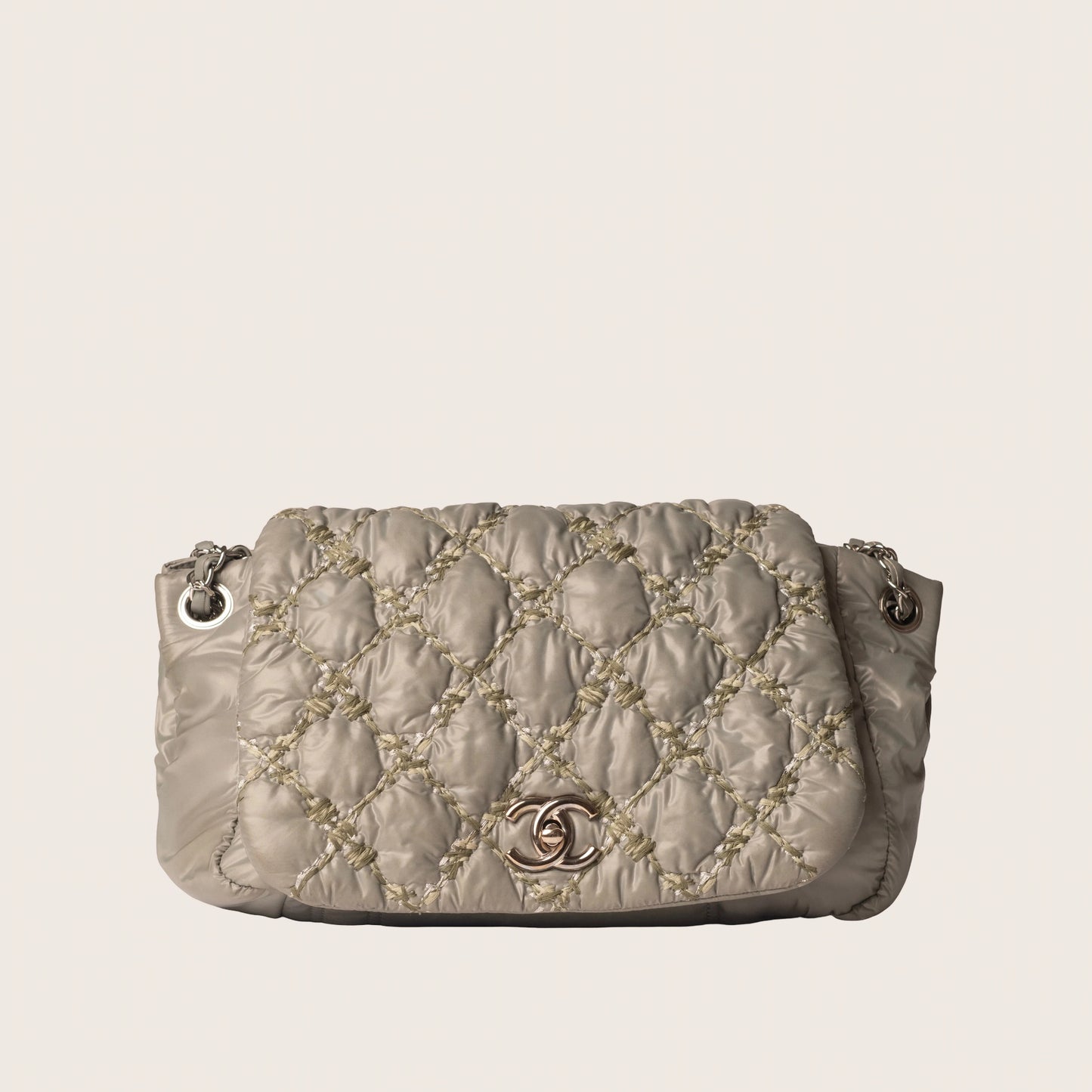 Chanel Grey Nylon Bubble Flap Bag
