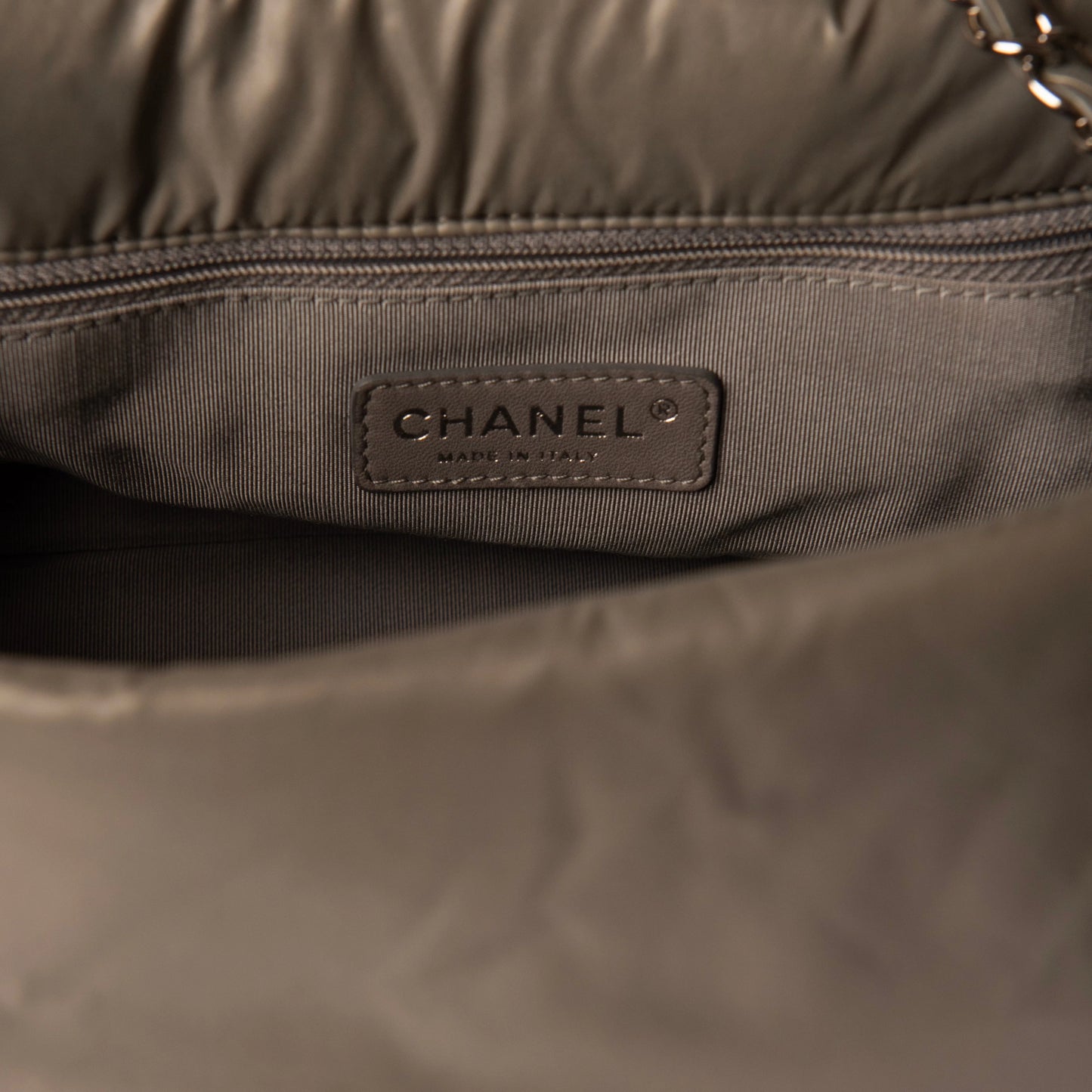Chanel Grey Nylon Bubble Flap Bag