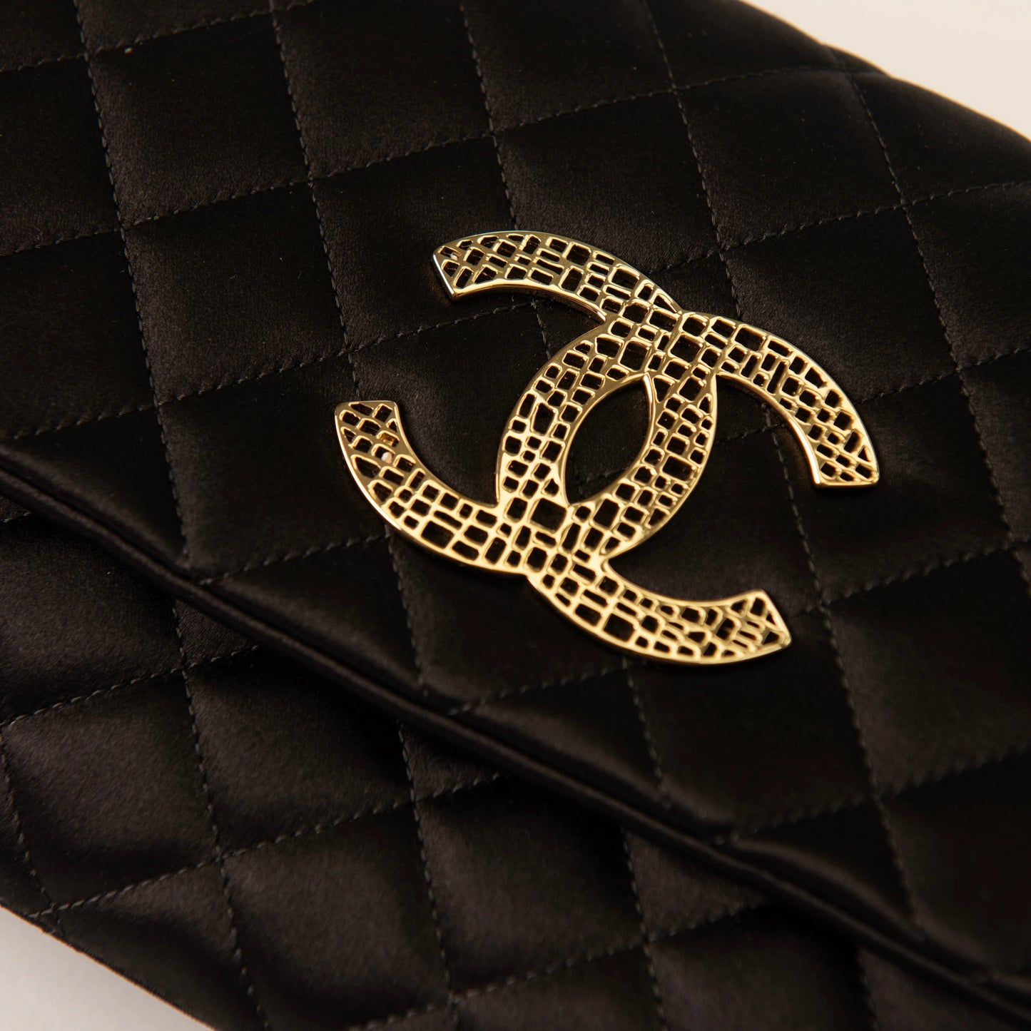Chanel Satin CC Butterfly Clutch with Chain - Black