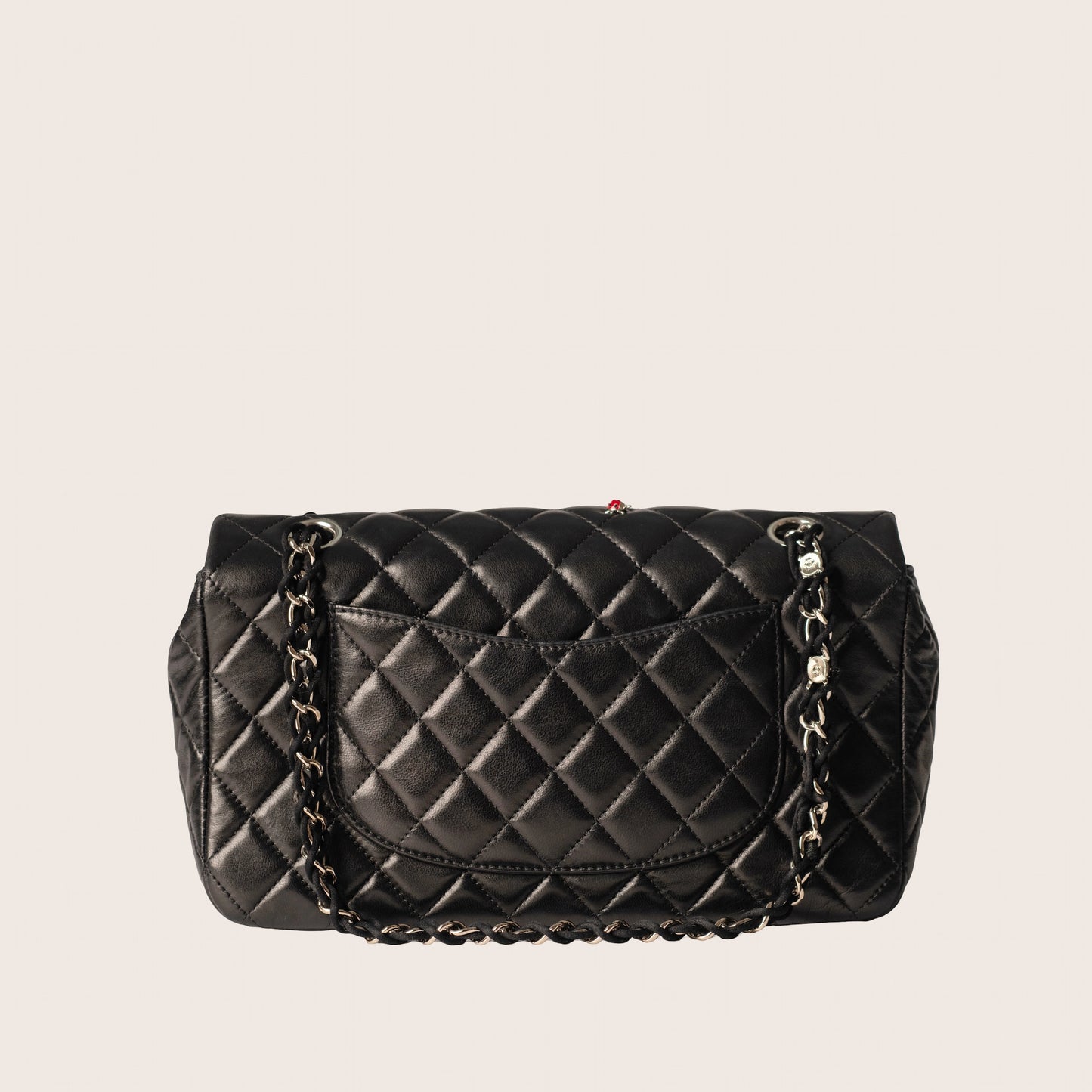 Chanel Black Quilted Lambskin Leather Ladybug Medium Flap Bag
