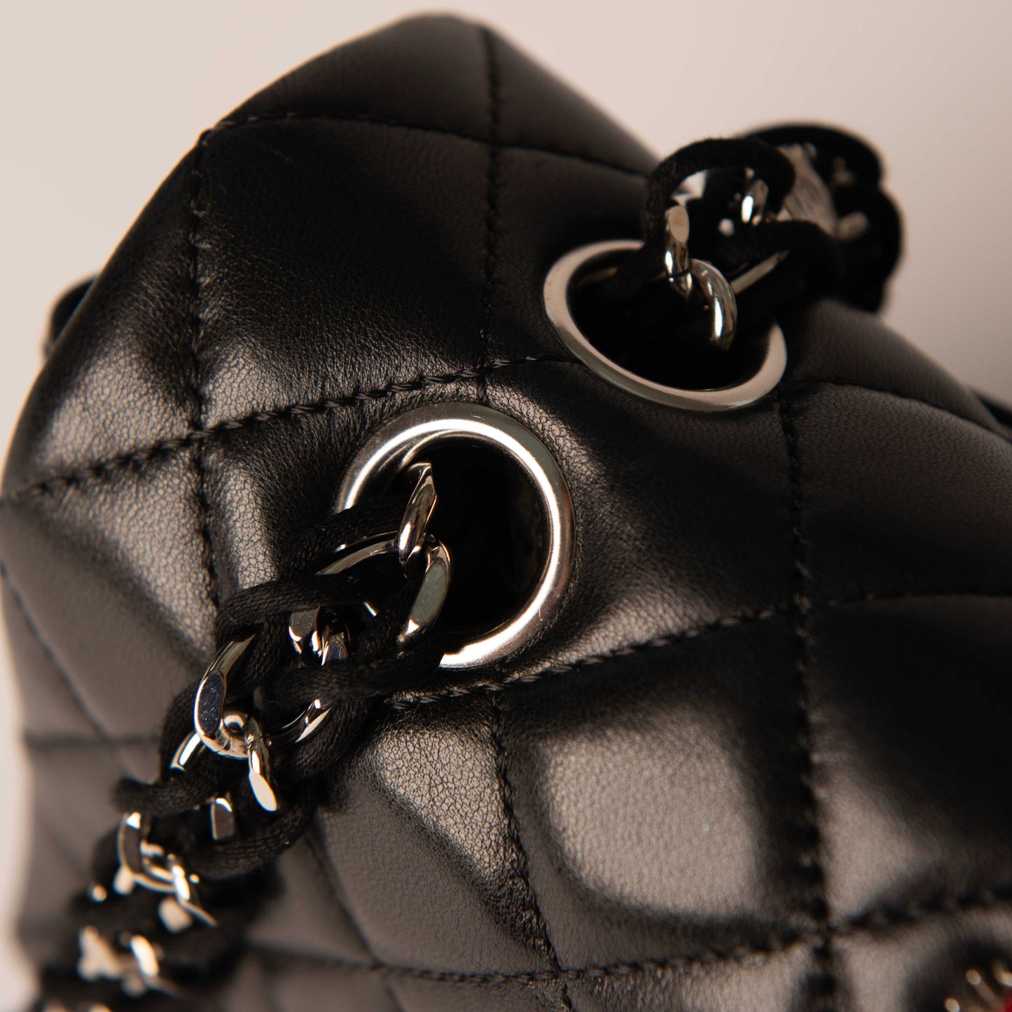 Chanel Black Quilted Lambskin Leather Ladybug Medium Flap Bag