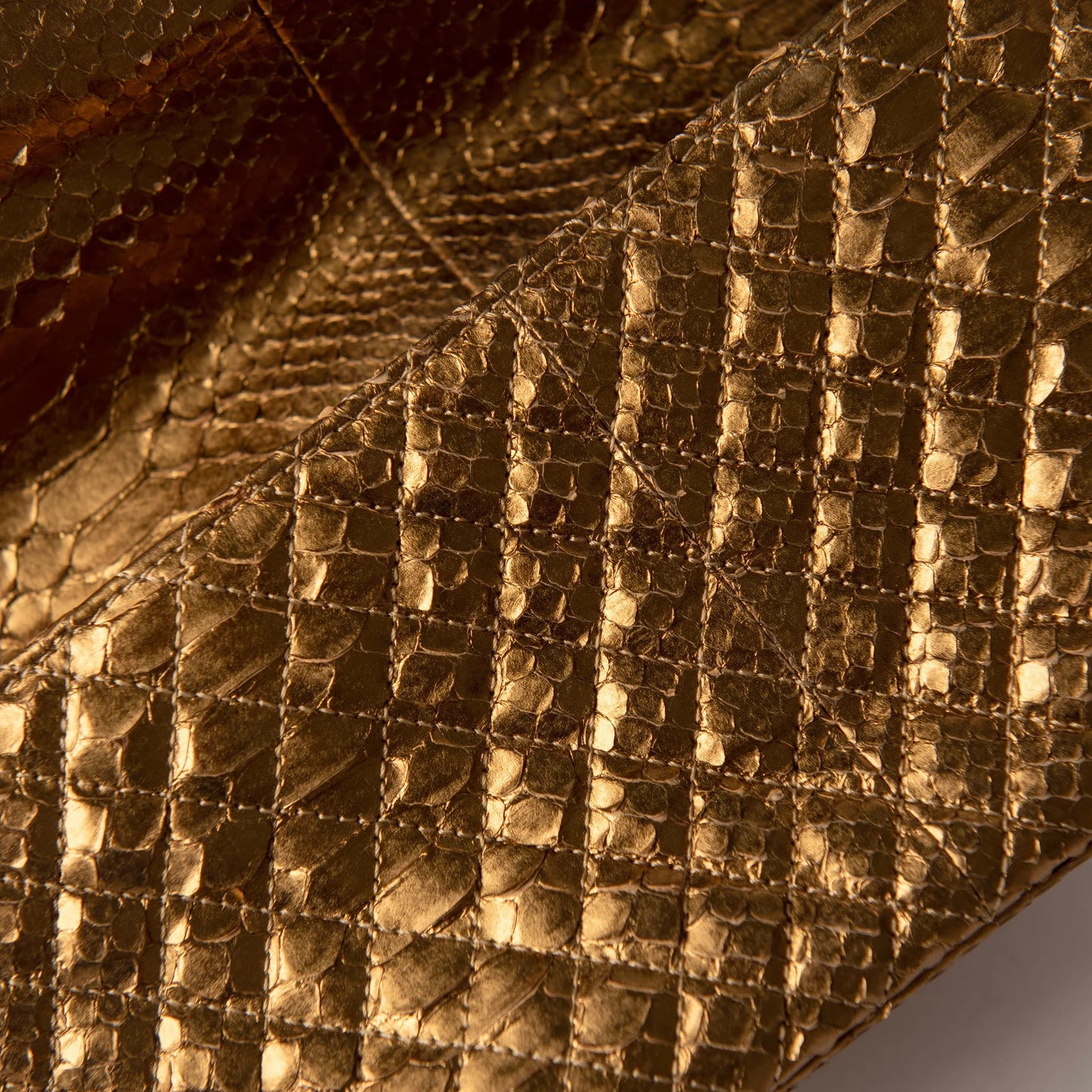 Chanel Vintage Gold Quilted Satin Shoulder Bag with Jeweled CC Clasp