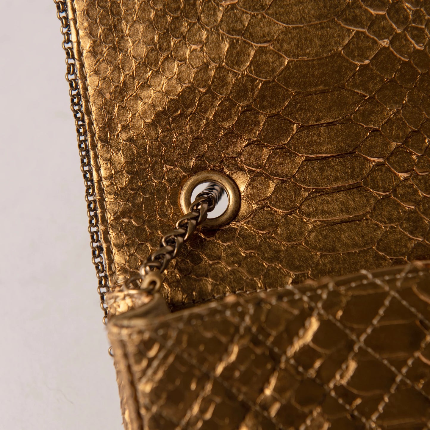 Chanel Vintage Gold Quilted Satin Shoulder Bag with Jeweled CC Clasp