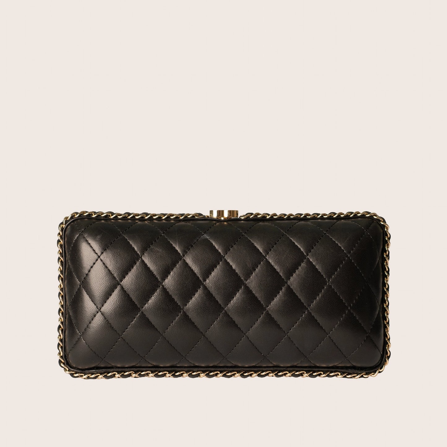 Chanel Lambskin Quilted Chain Around Clutch Black