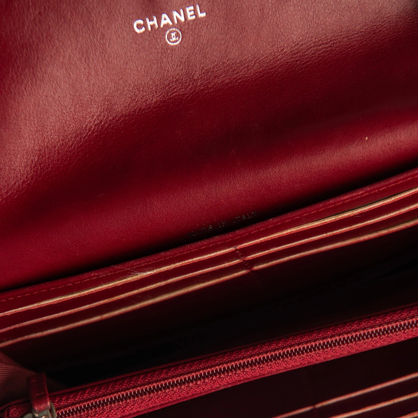 Chanel Red Quilted Patent Leather CC Brilliant Continental Wallet