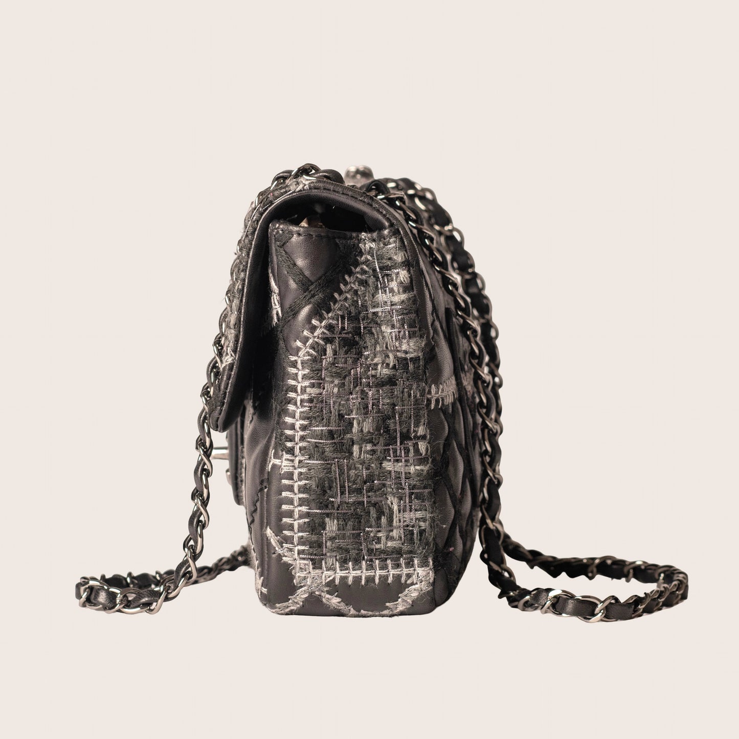 Chanel Quilted Tweed & Leather Patchwork Flap Bag