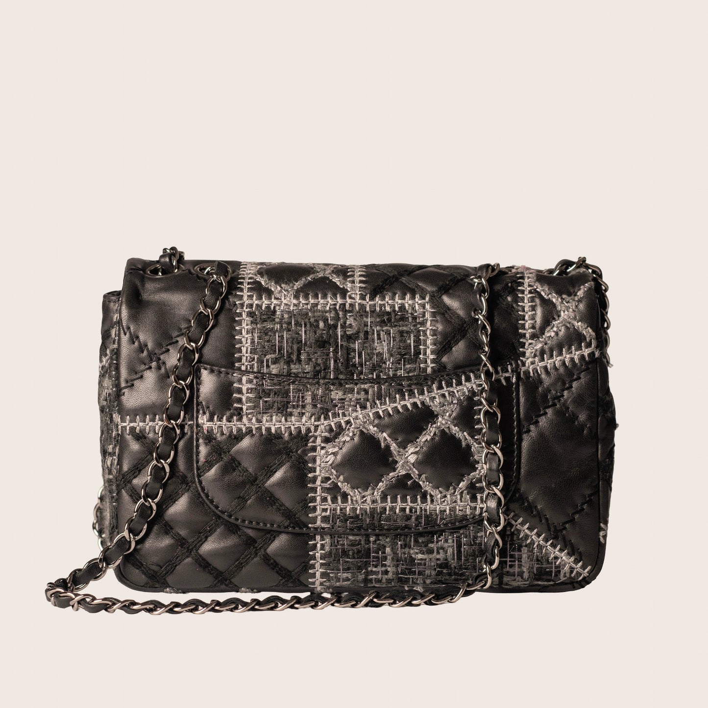 Chanel Quilted Tweed & Leather Patchwork Flap Bag
