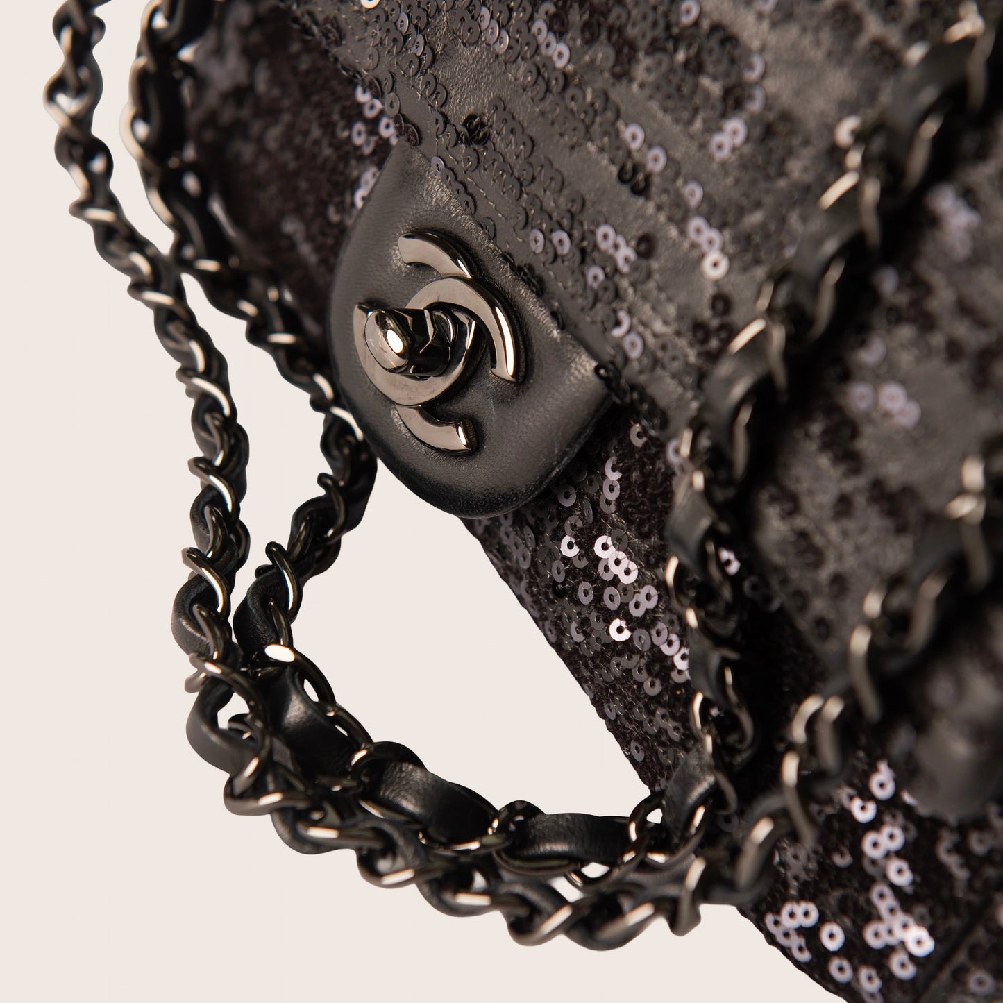 Chanel Sequin Lambskin Mini Moonlight on Water Flap Black
