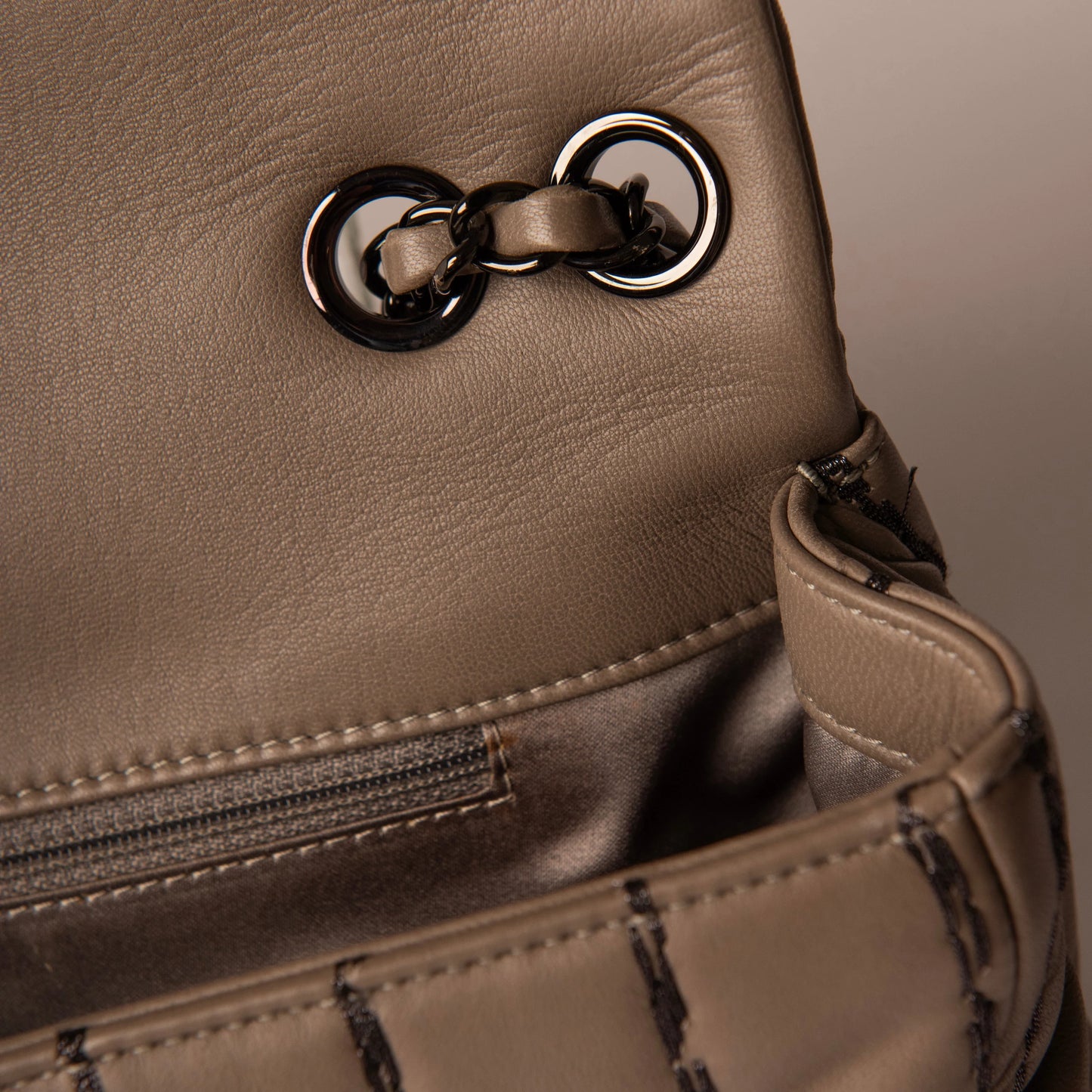 Chanel Vertical Stitch Flap Bag in Quilted Grey Lambskin