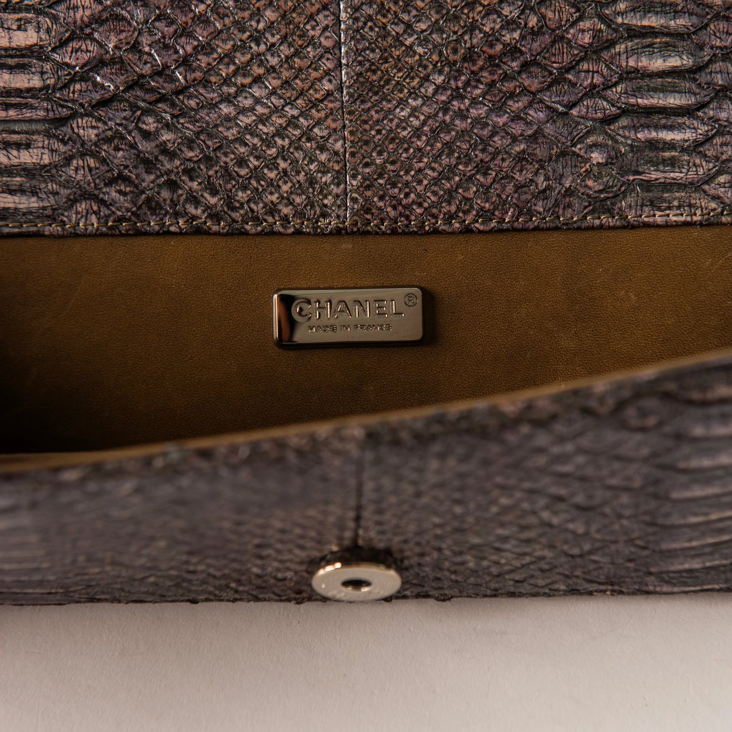 Chanel Python Leather and Gold CC Flap Wallet
