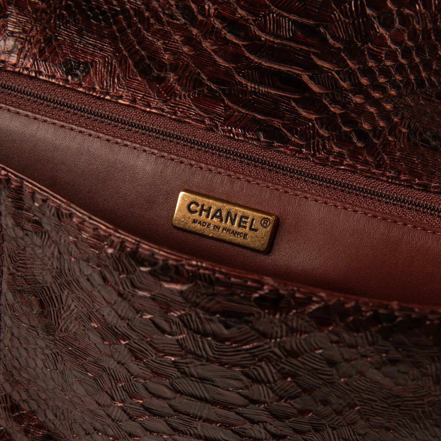 Chanel Burgundy Byzance Python Flap Bag