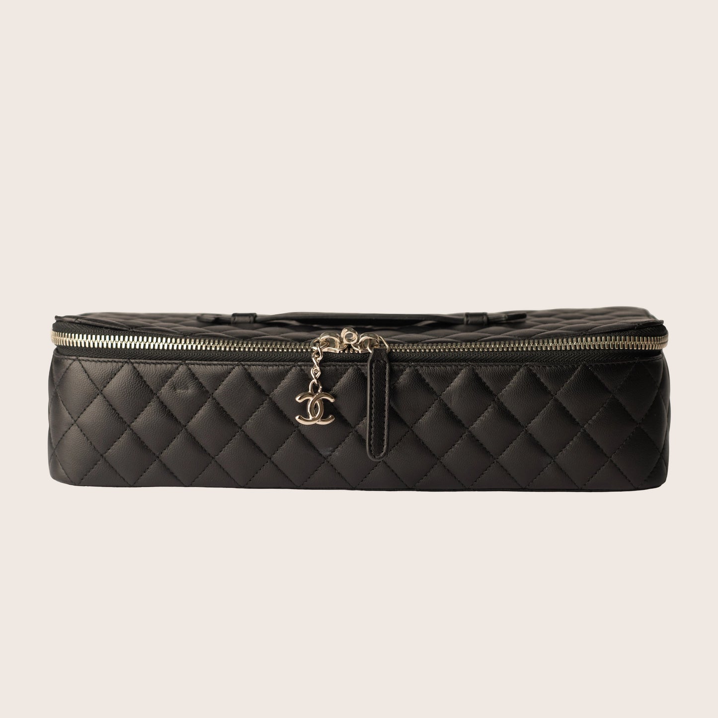Chanel Black Quilted Leather Makeup Bag