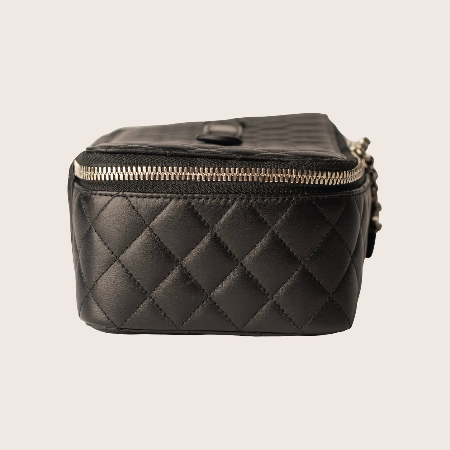 Chanel Black Quilted Leather Makeup Bag