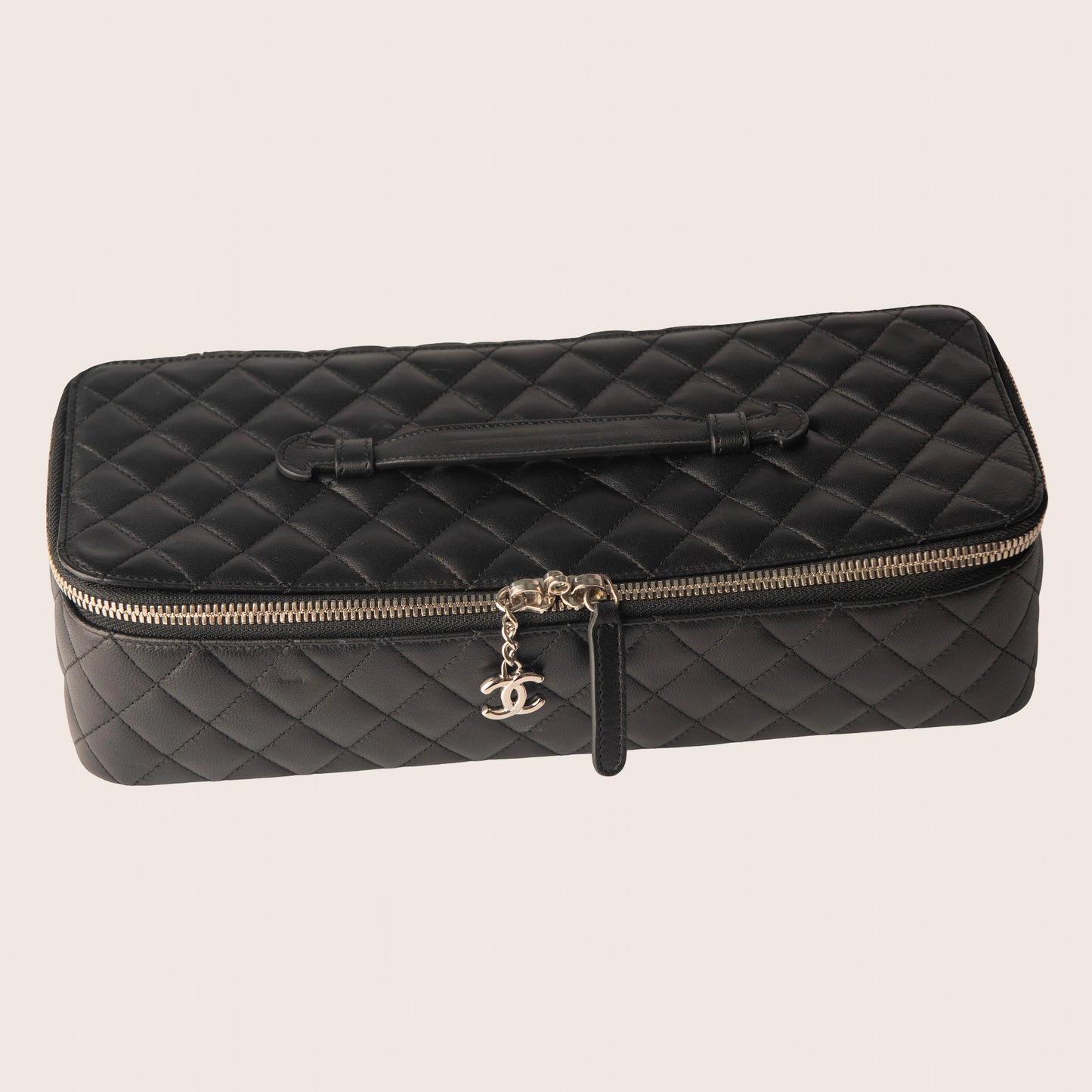 Chanel Black Quilted Leather Makeup Bag