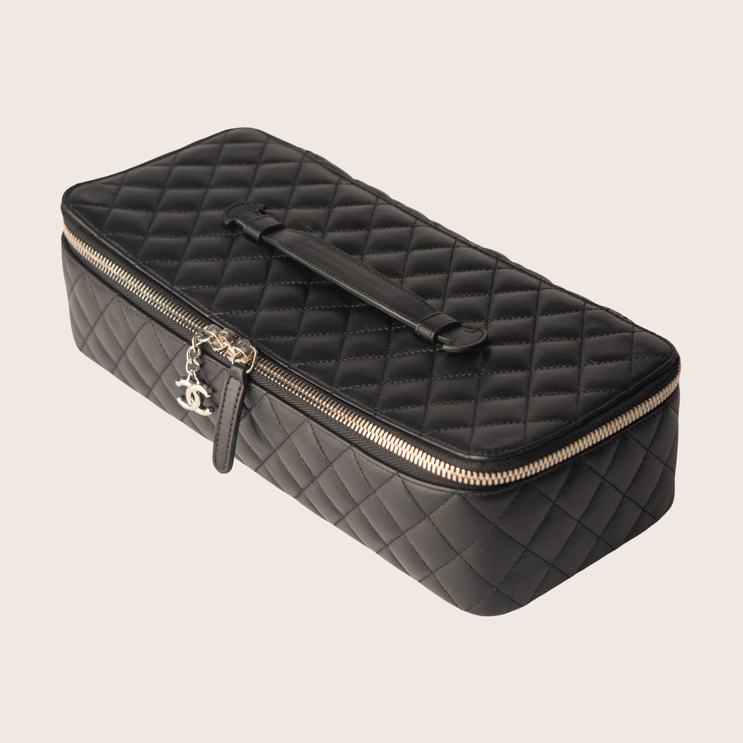 Chanel Black Quilted Leather Makeup Bag