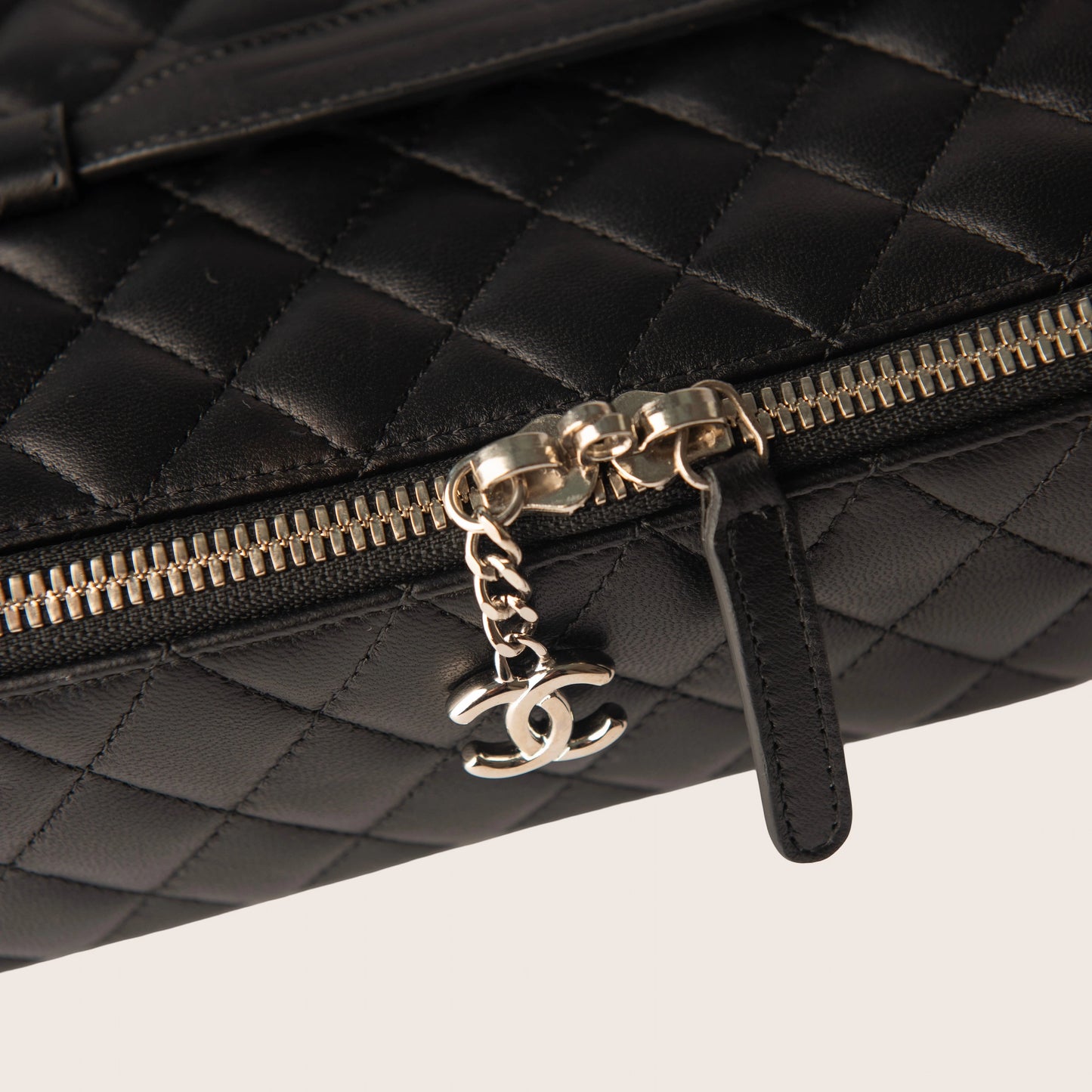 Chanel Black Quilted Leather Makeup Bag