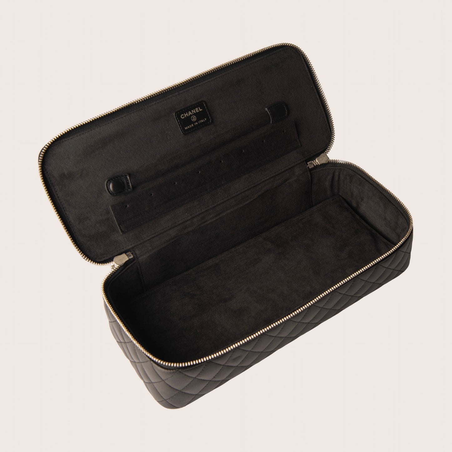 Chanel Black Quilted Leather Makeup Bag