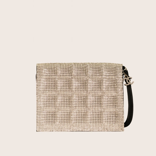 Chanel Diamanté Evening Clutch Bag Silvery