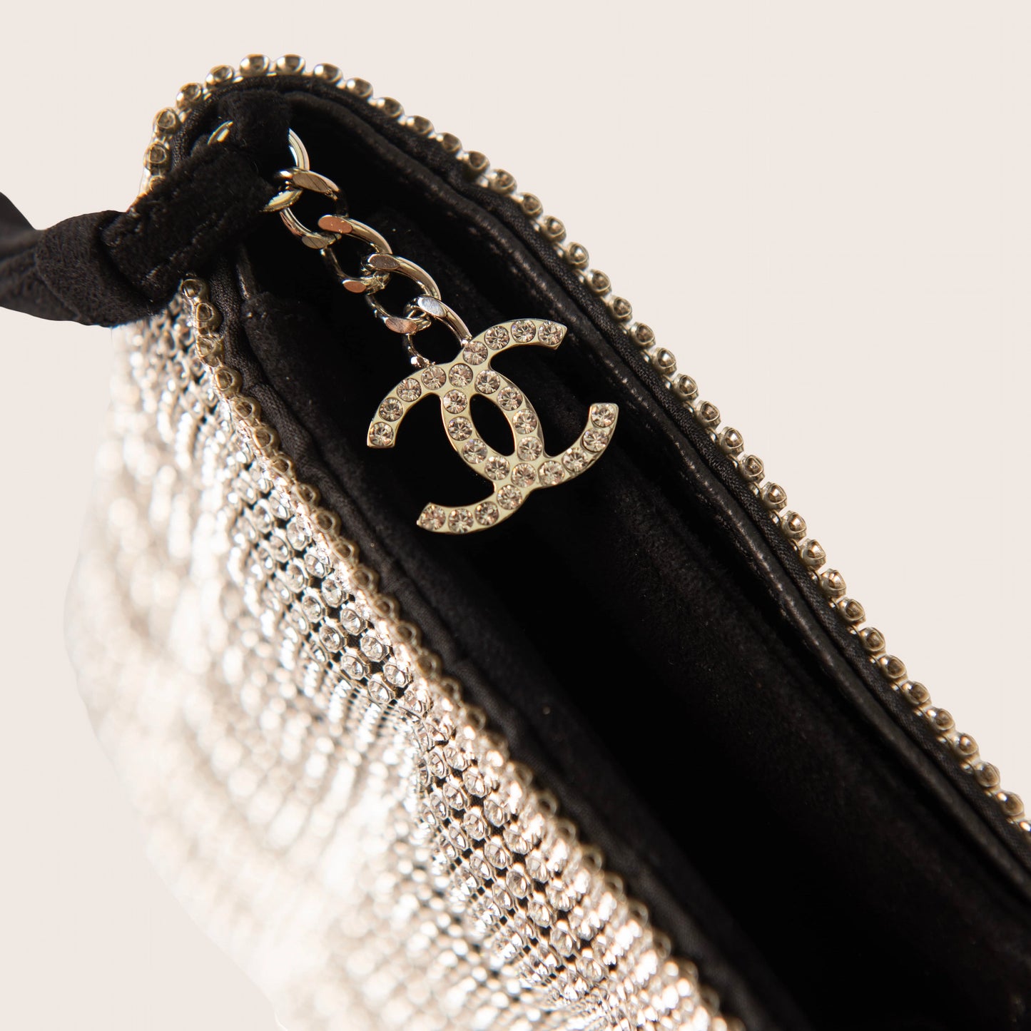 Chanel Diamanté Evening Clutch Bag Silvery