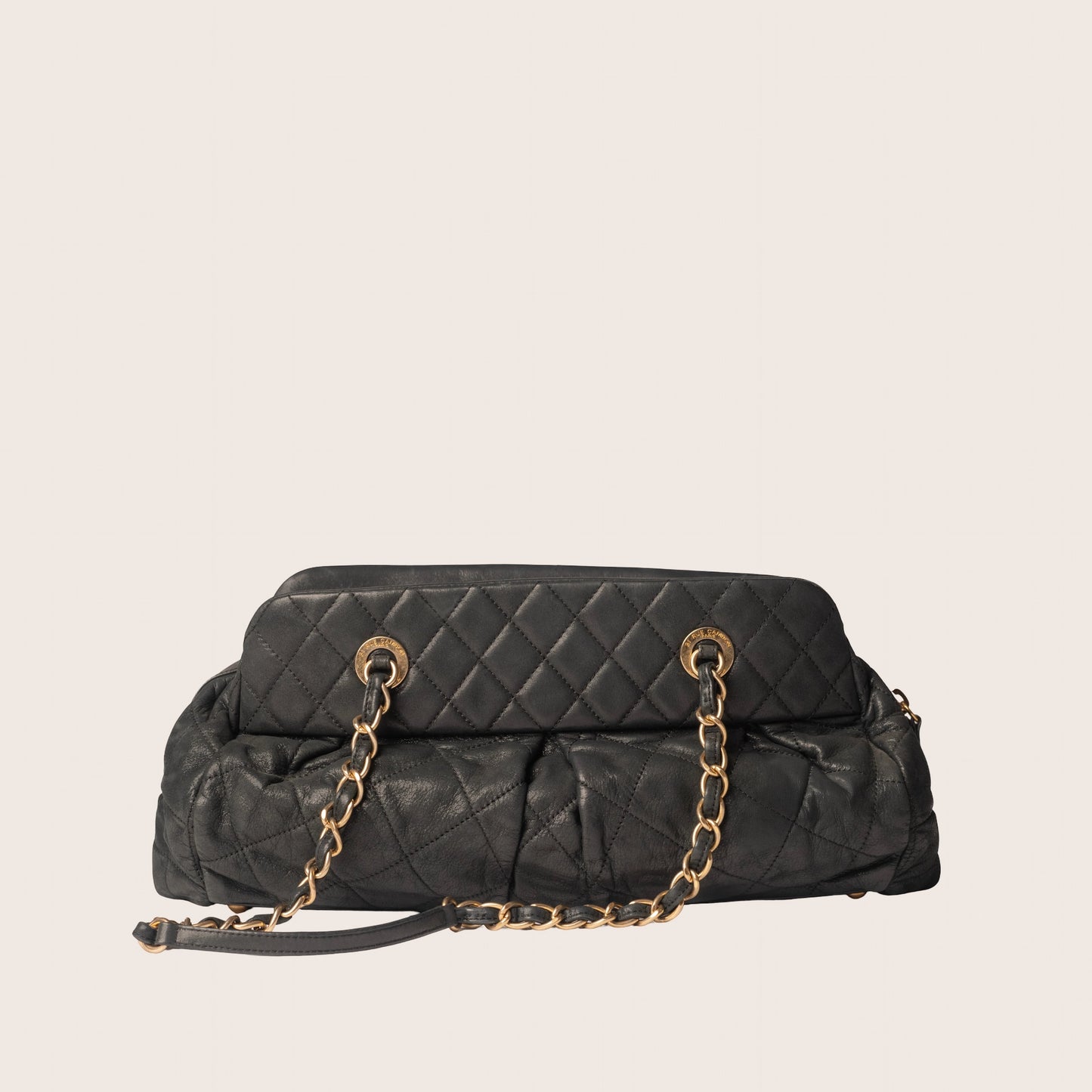 Chanel Black Quilted Iridescent Calfskin Chic Quilt Bowling Bag