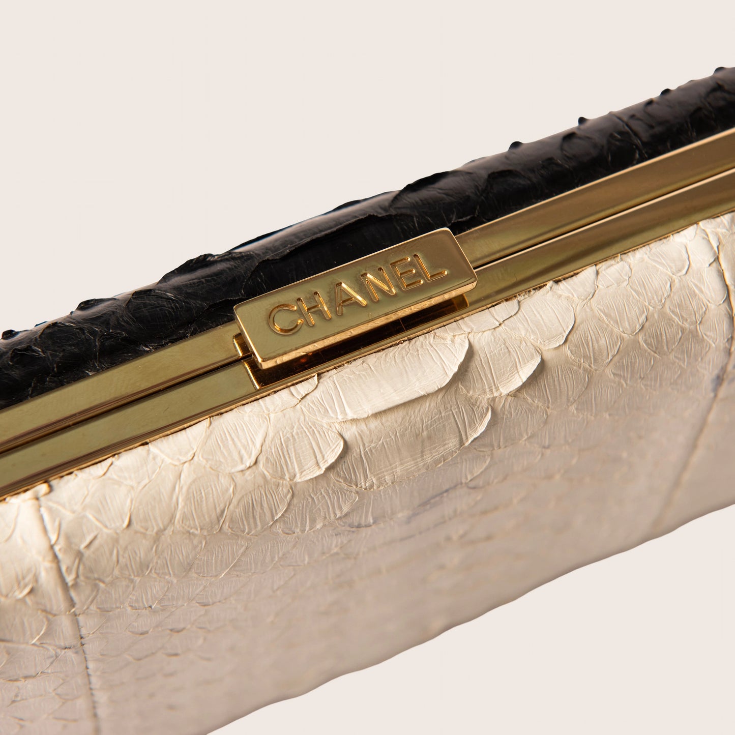 Chanel White Python Rectangular Clutch
