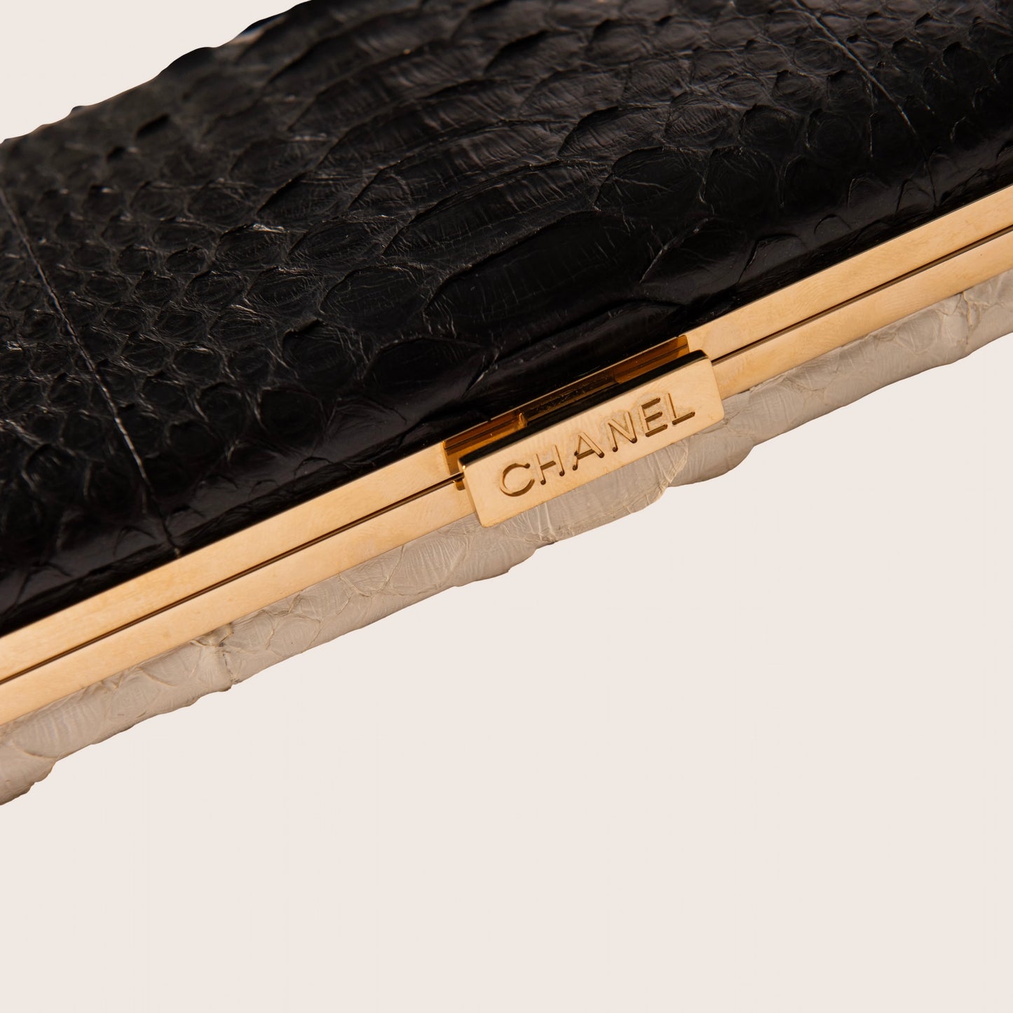 Chanel White Python Rectangular Clutch