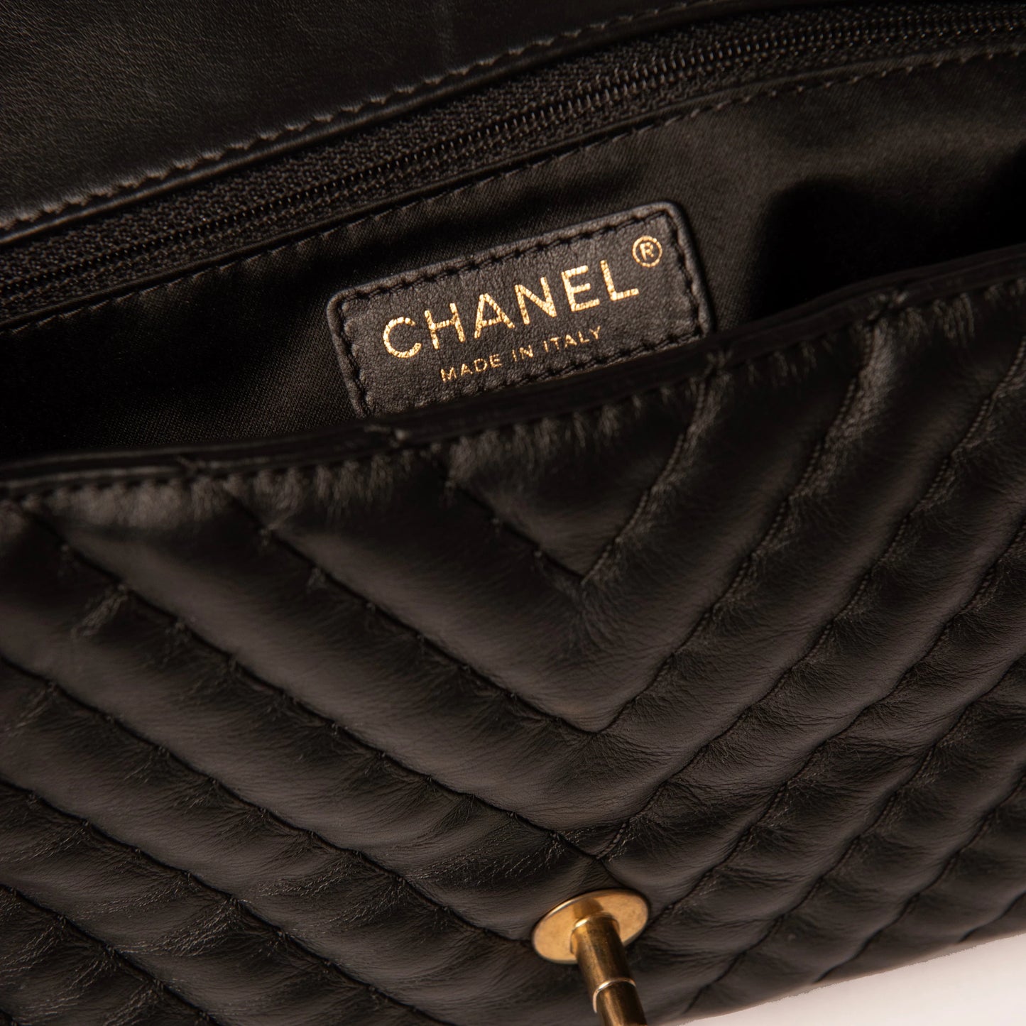 Chanel Coco Mark Chain Shoulder Bag Black &amp; Gold