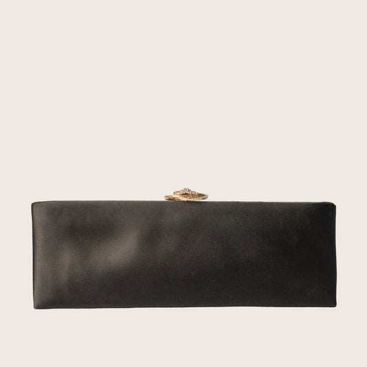 Chanel Satin Clutch with Crystal Camellia Clasp