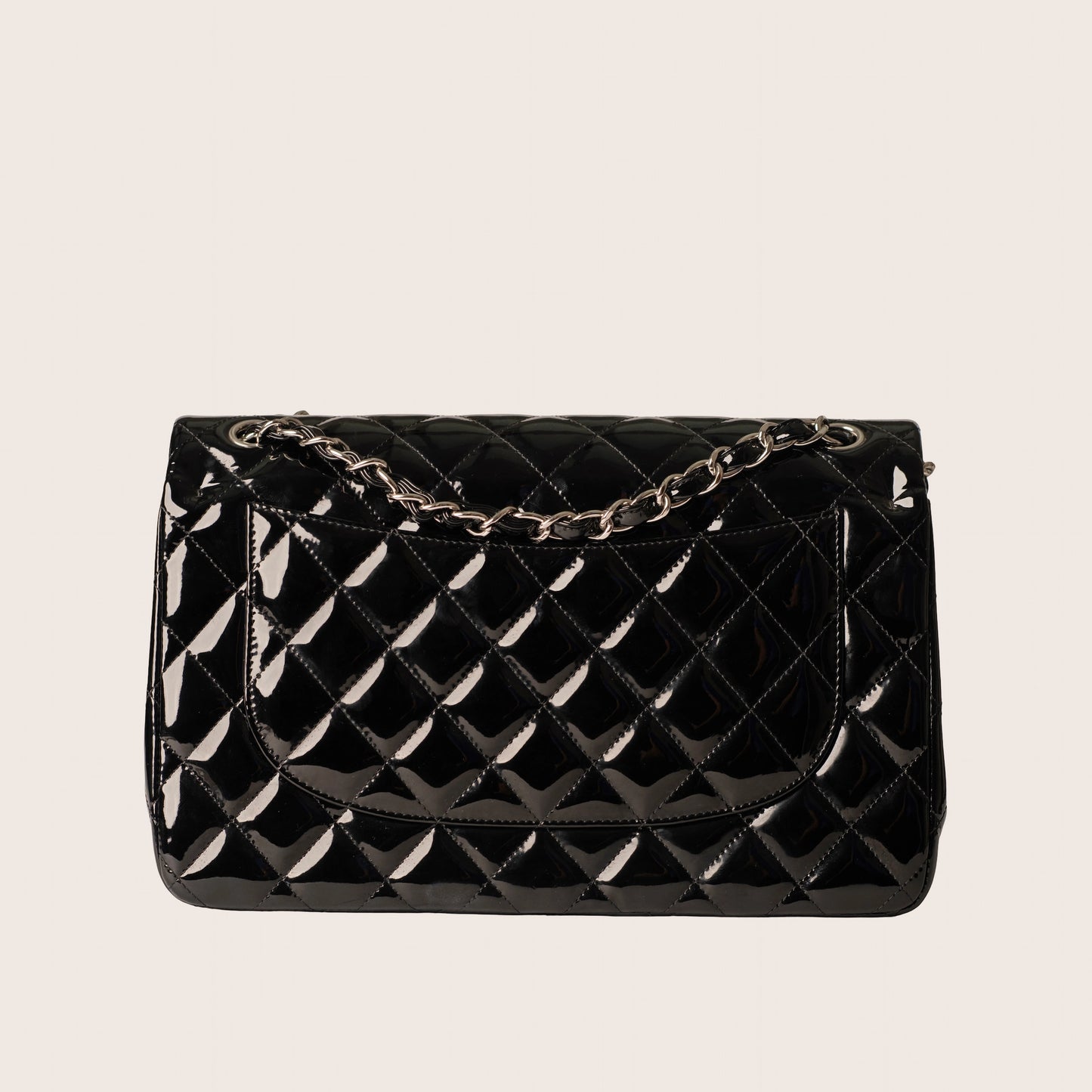 Chanel Black Patent Classic Jumbo Double Flap Bag