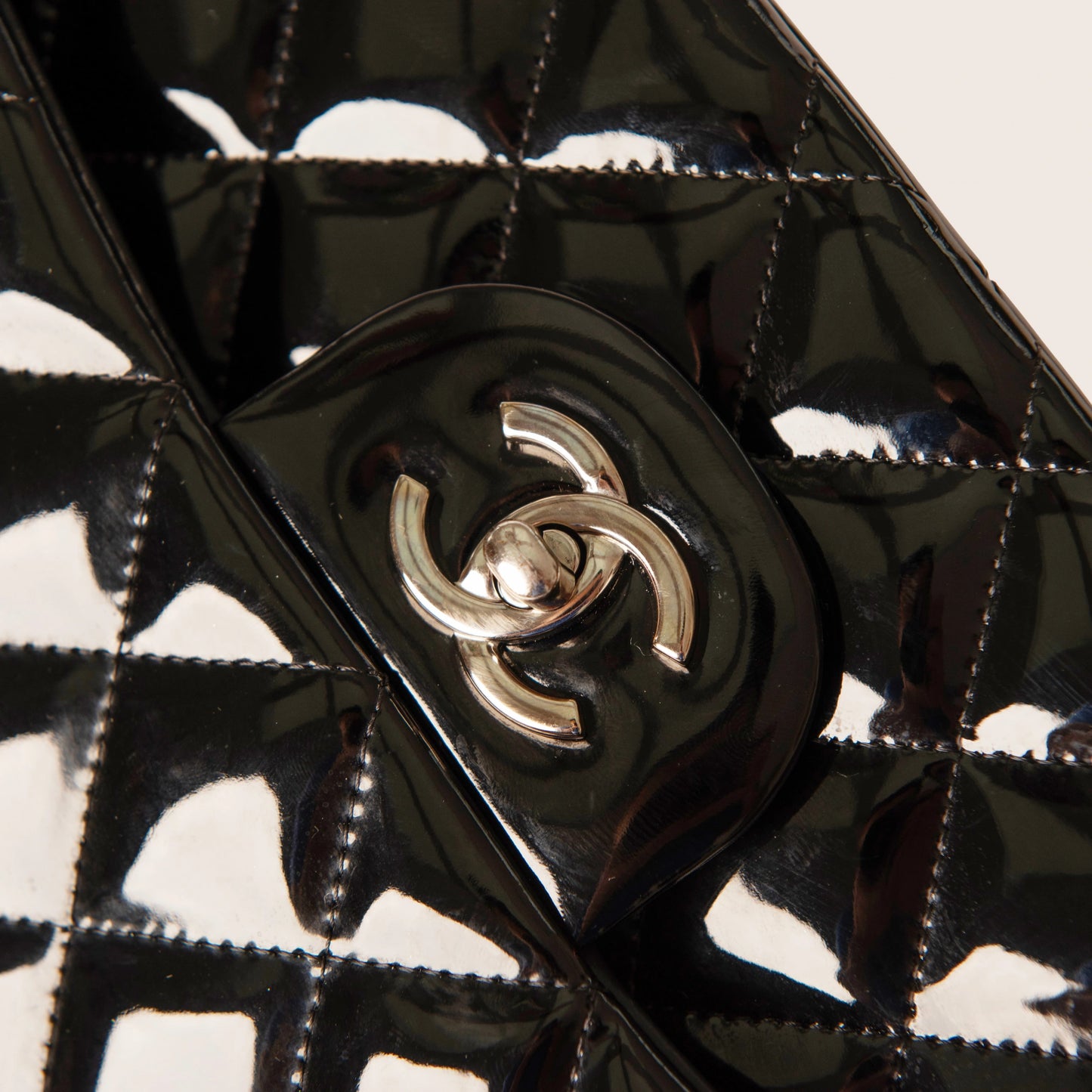Chanel Black Patent Classic Jumbo Double Flap Bag