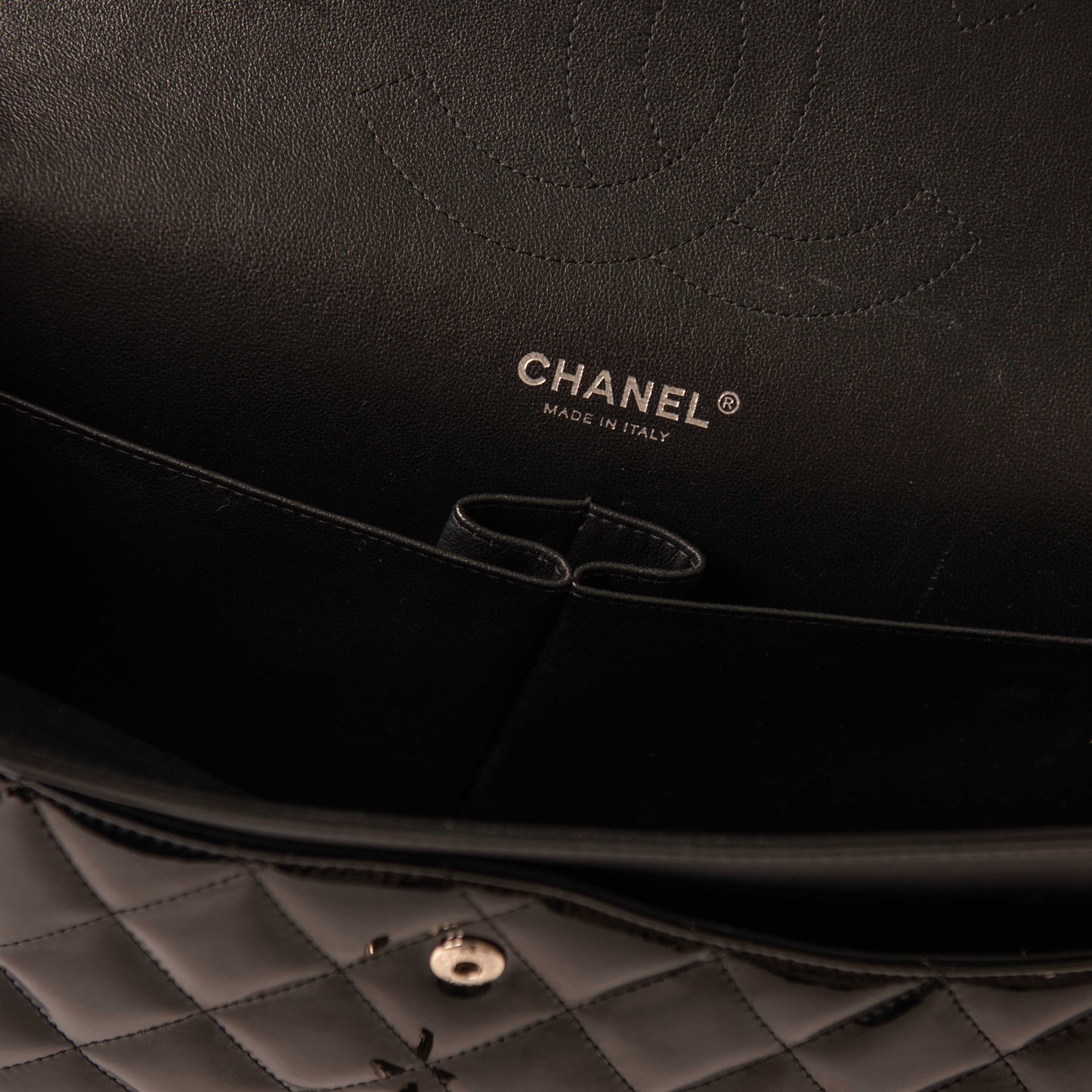 Chanel Black Patent Classic Jumbo Double Flap Bag