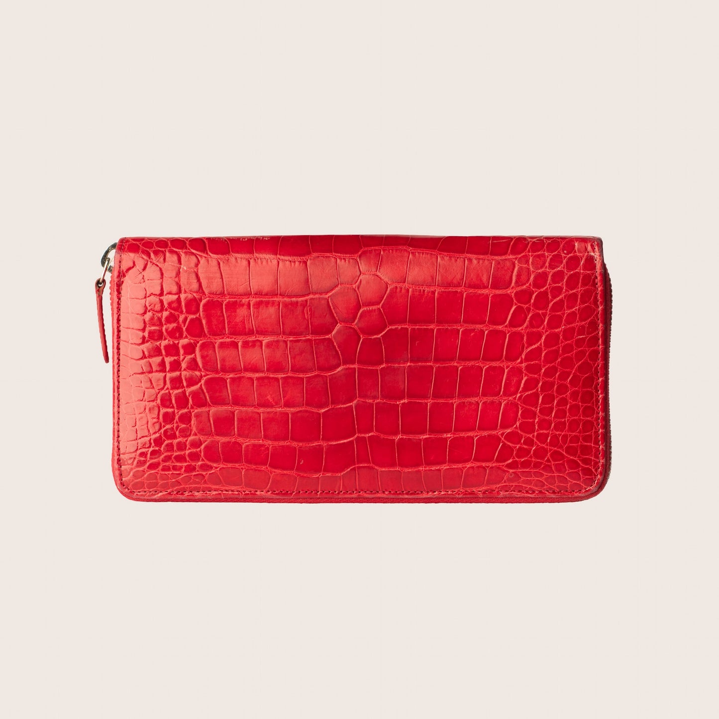 Chanel Vermillion Alligator CC Zip Around Wallet