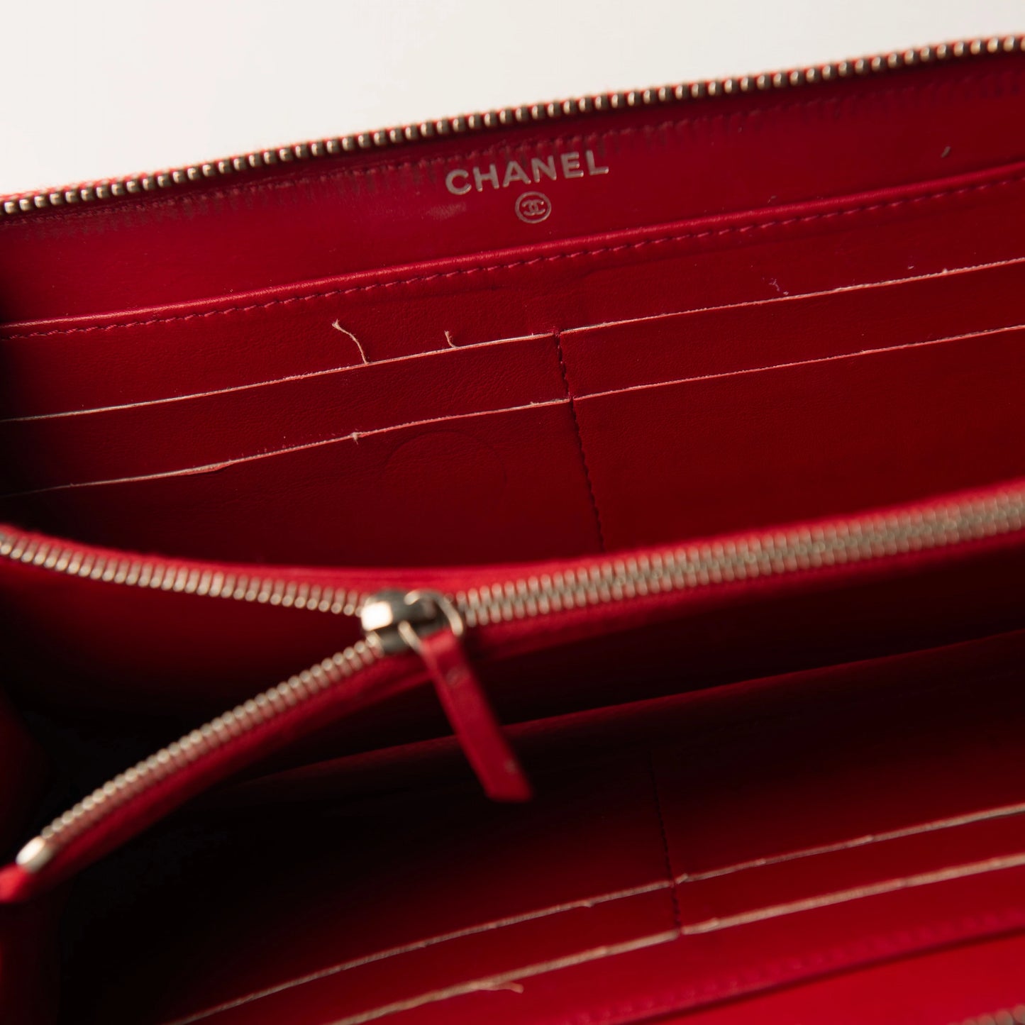 Chanel Vermillion Alligator CC Zip Around Wallet
