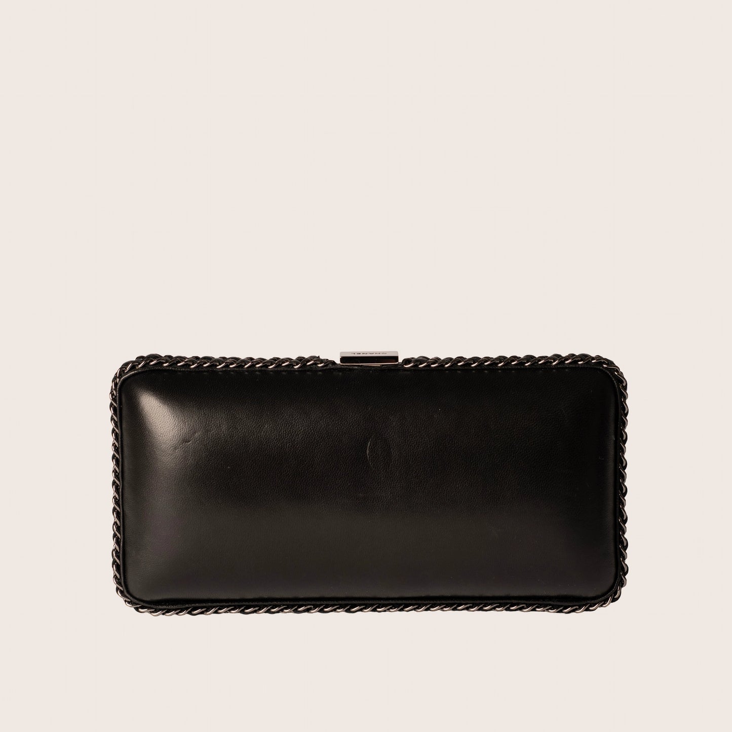 Chanel 2013 Tweed Motif CC Chain Around Evening Clutch Bag - Black