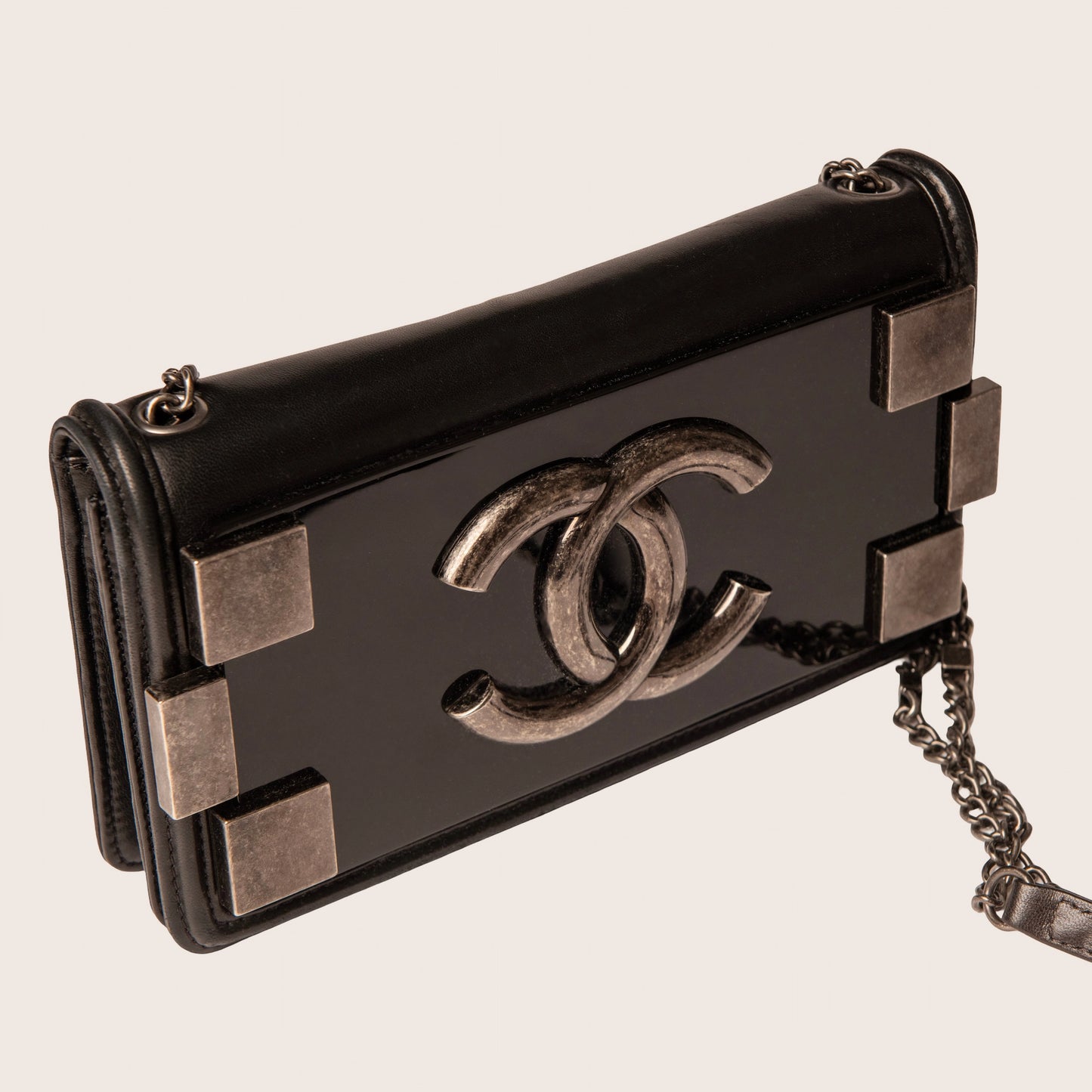 Chanel Black Leather & Plexiglass Boy Lego Brick Flap Bag