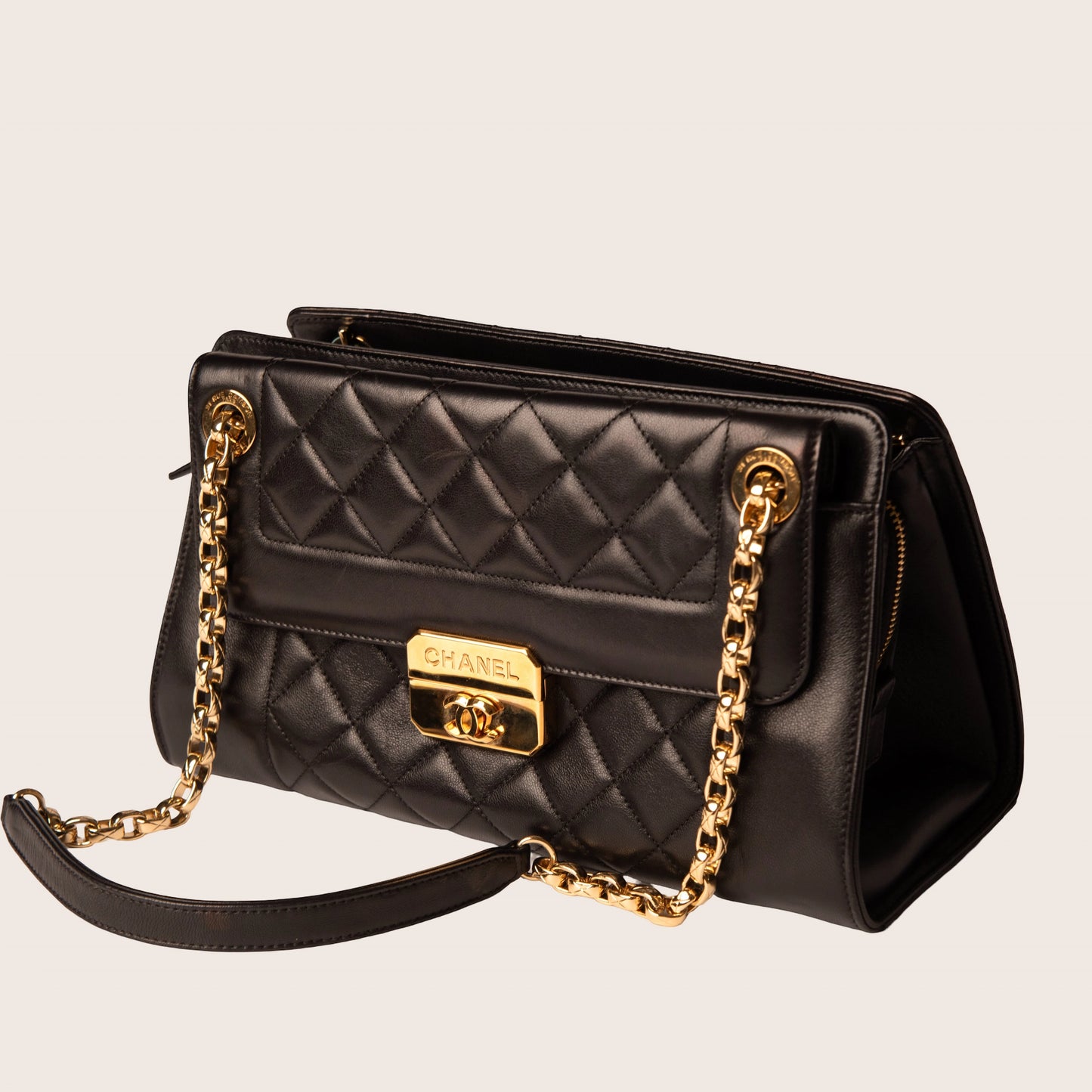 Chanel Black Quilted Leather Chic With Me Flap Shoulder Bag
