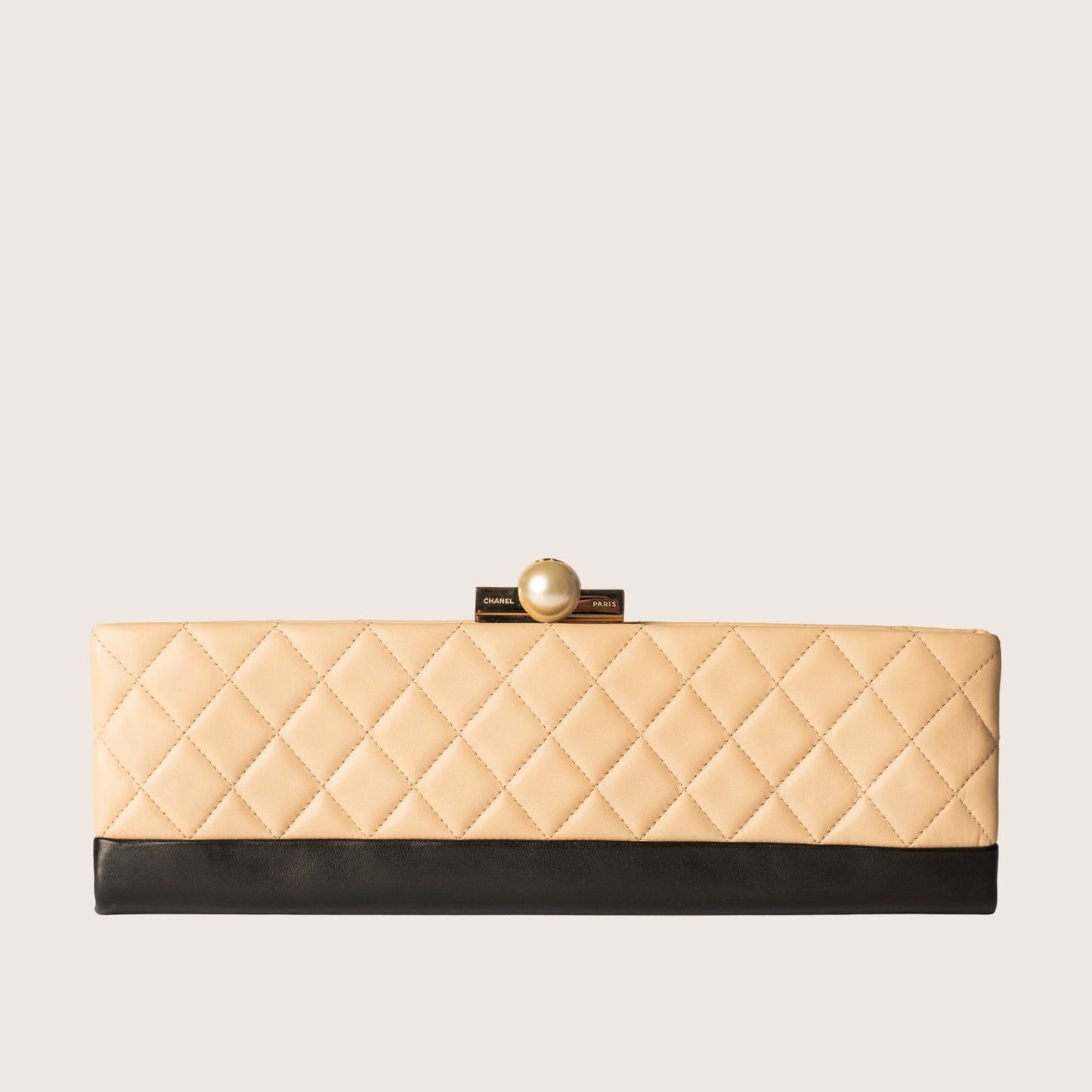 Chanel Quilted Leather Clutch with Pearl Closure
