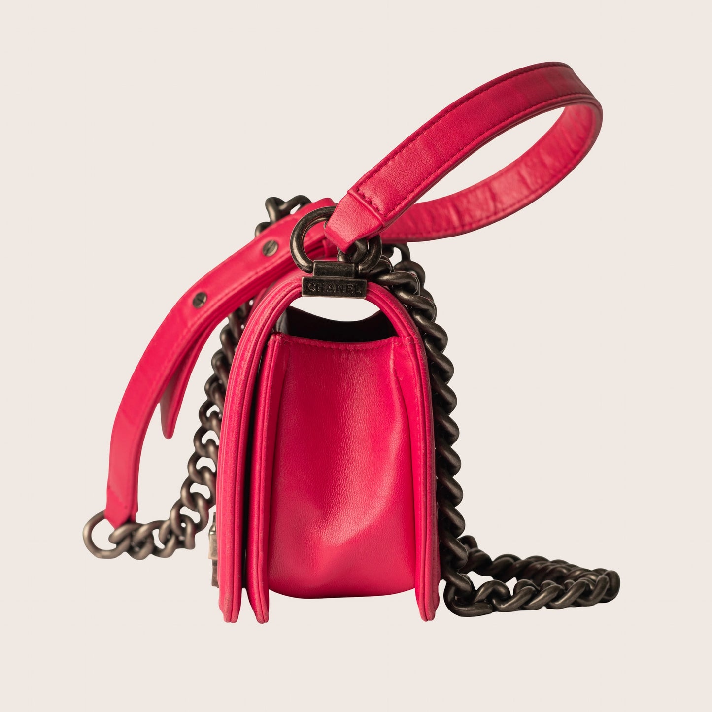 Chanel Old Boy Flap Bag in Fuchsia Lambskin
