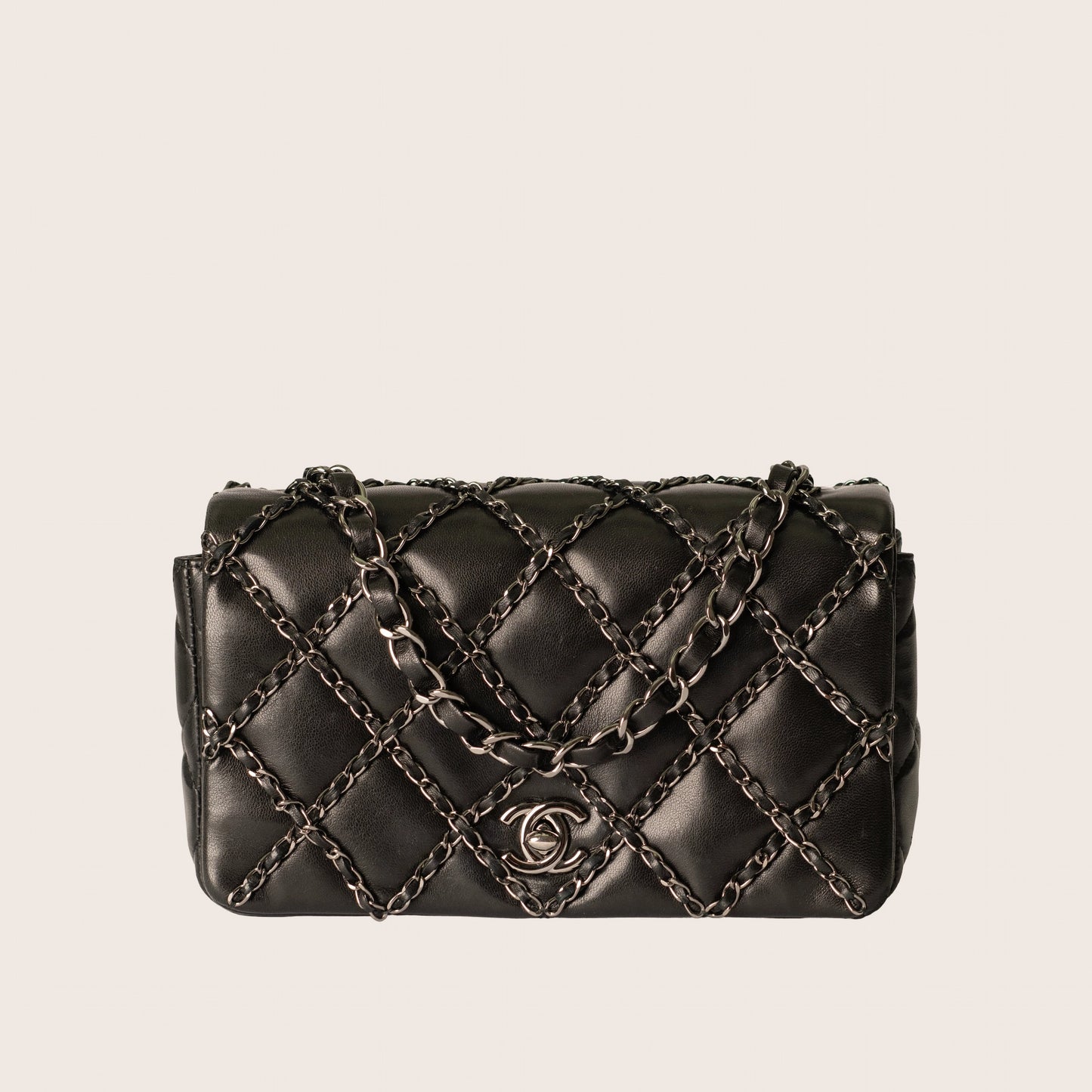 Chanel Lambskin Quilting Enchained Flap Black