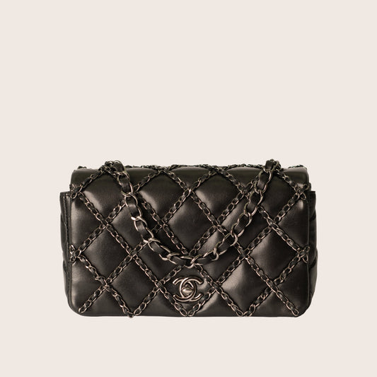 Chanel Lambskin Quilting Enchained Flap Black