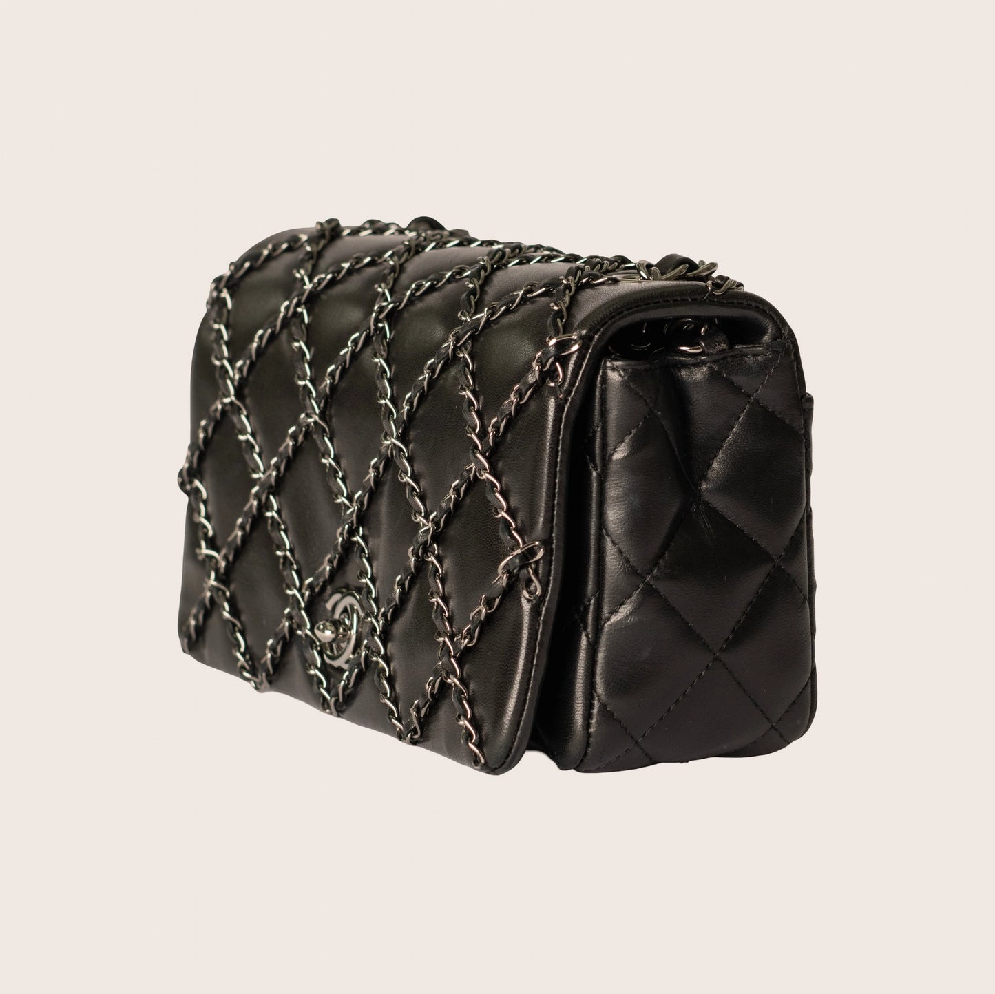 Chanel Lambskin Quilting Enchained Flap Black