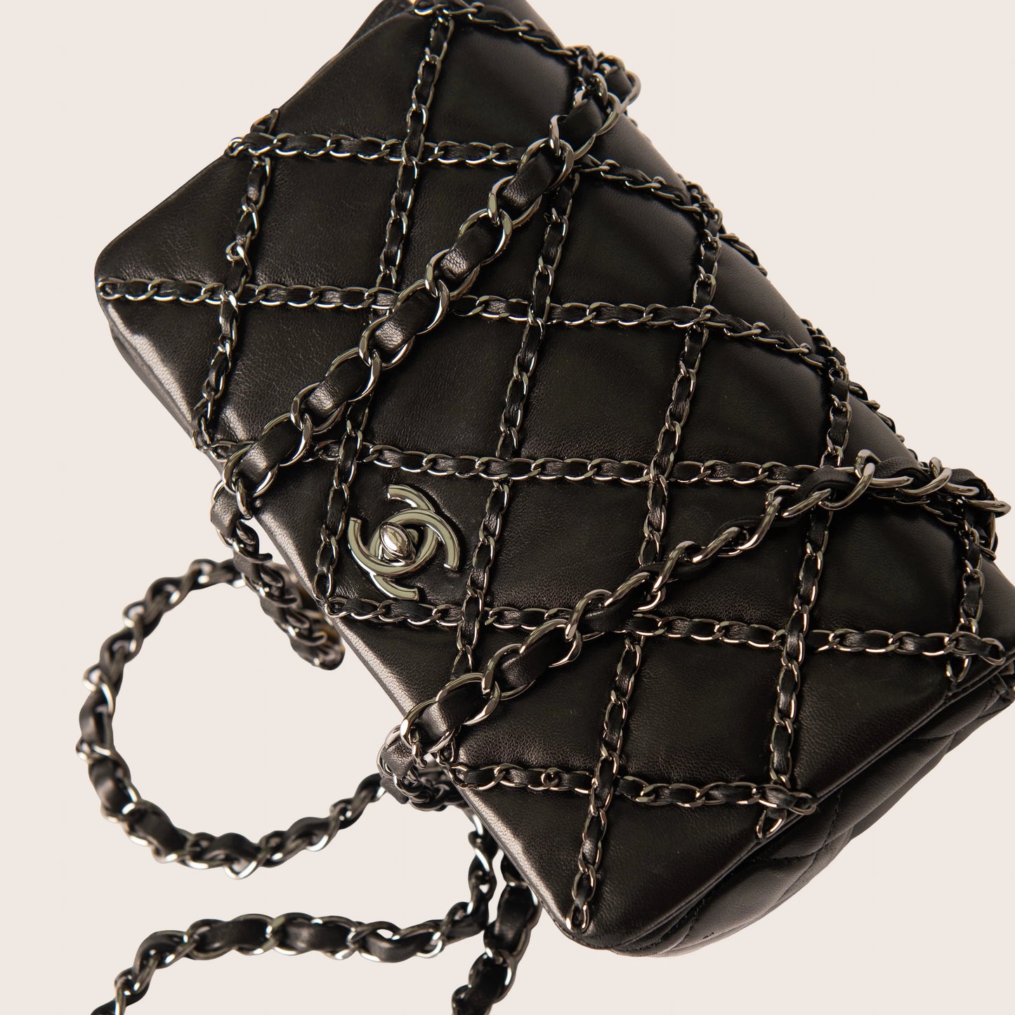 Chanel Lambskin Quilting Enchained Flap Black