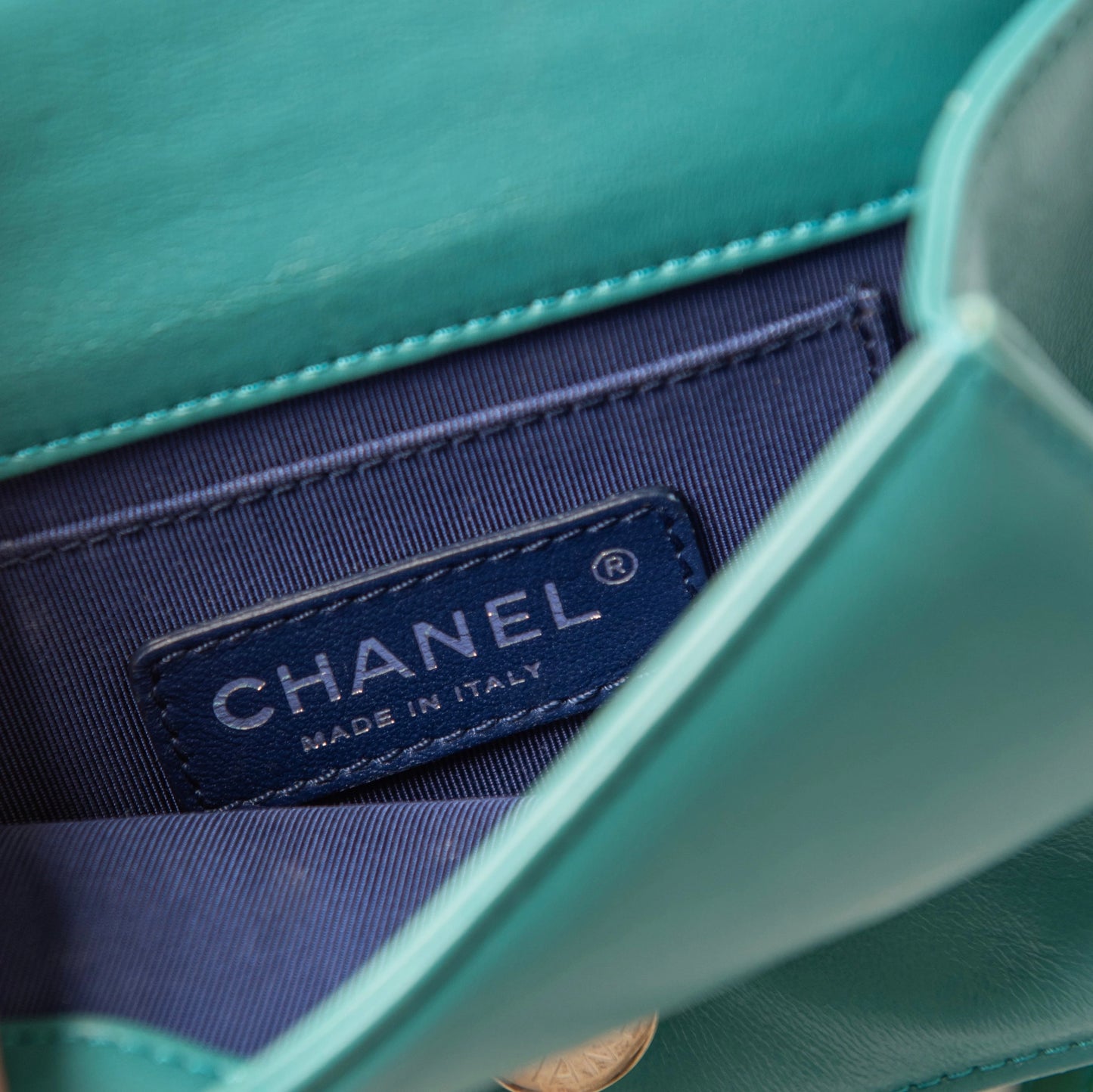 Chanel Turquoise/Blue Ombre Plexiglass and Leather Boy Brick Mini Flap Bag