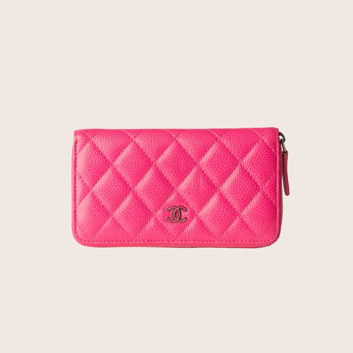 Chanel Caviar Quilted Yen Wallet Hot Pink